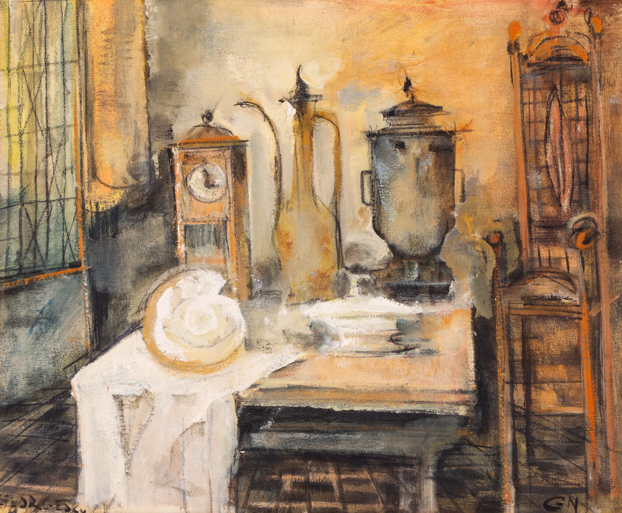 Still Life with Clock and Shell