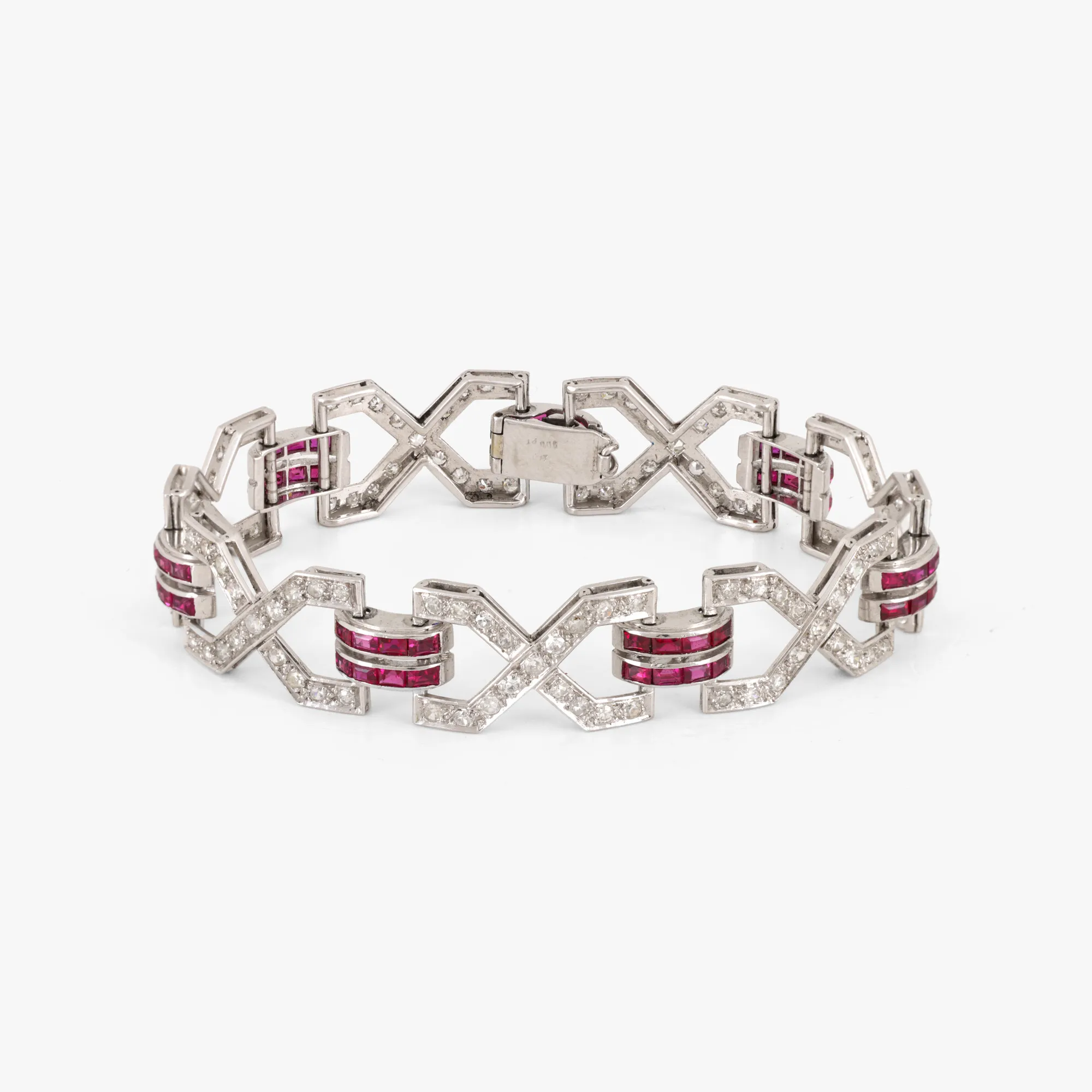 Brățară în manieră Art Deco, din platină, decorată cu diamante