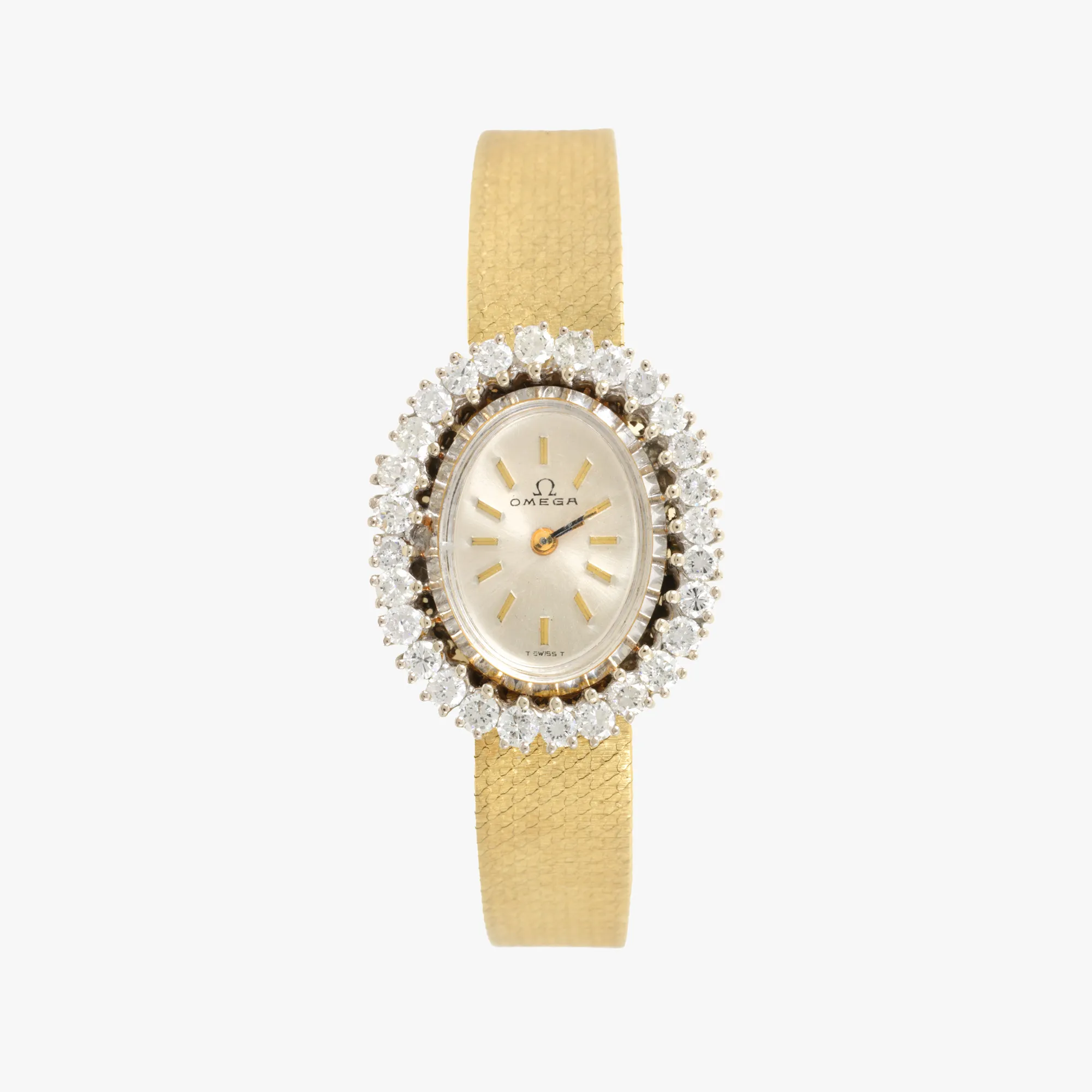 Ceas Omega Cocktail din aur bicolor, decorat cu diamante, de mână, de damă