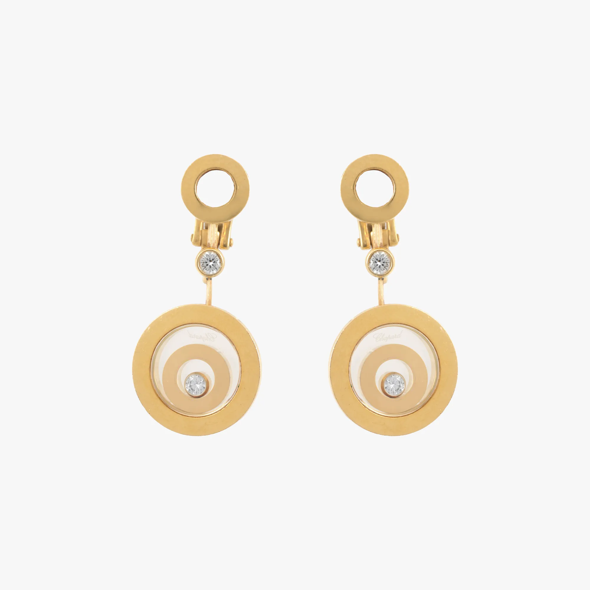 "Happy Spirit" - Chopard earrings pair, made of gold, decorated with diamonds