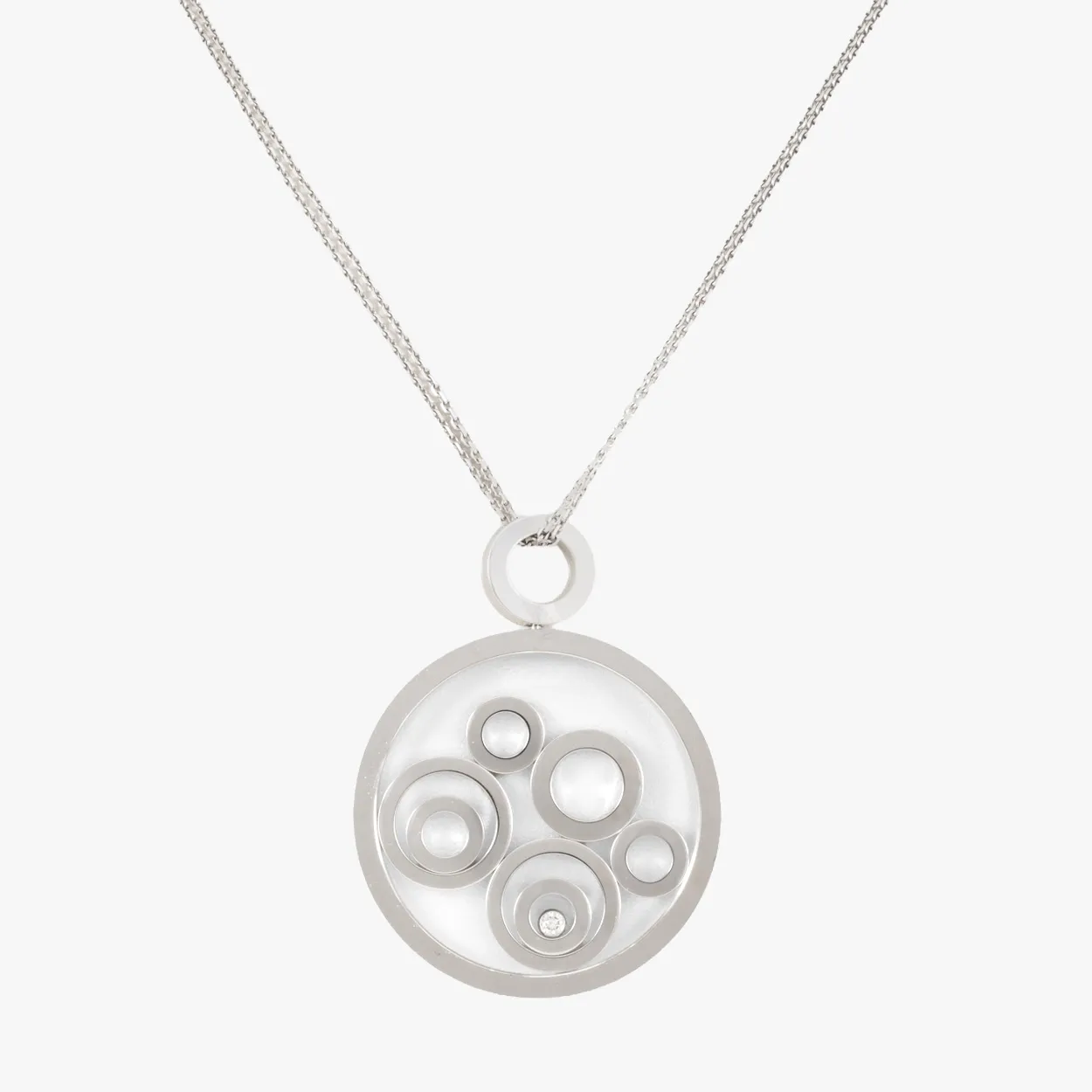 "Happy Spirit" - Chopard pendant chain in white gold, decorated with a mobile diamond