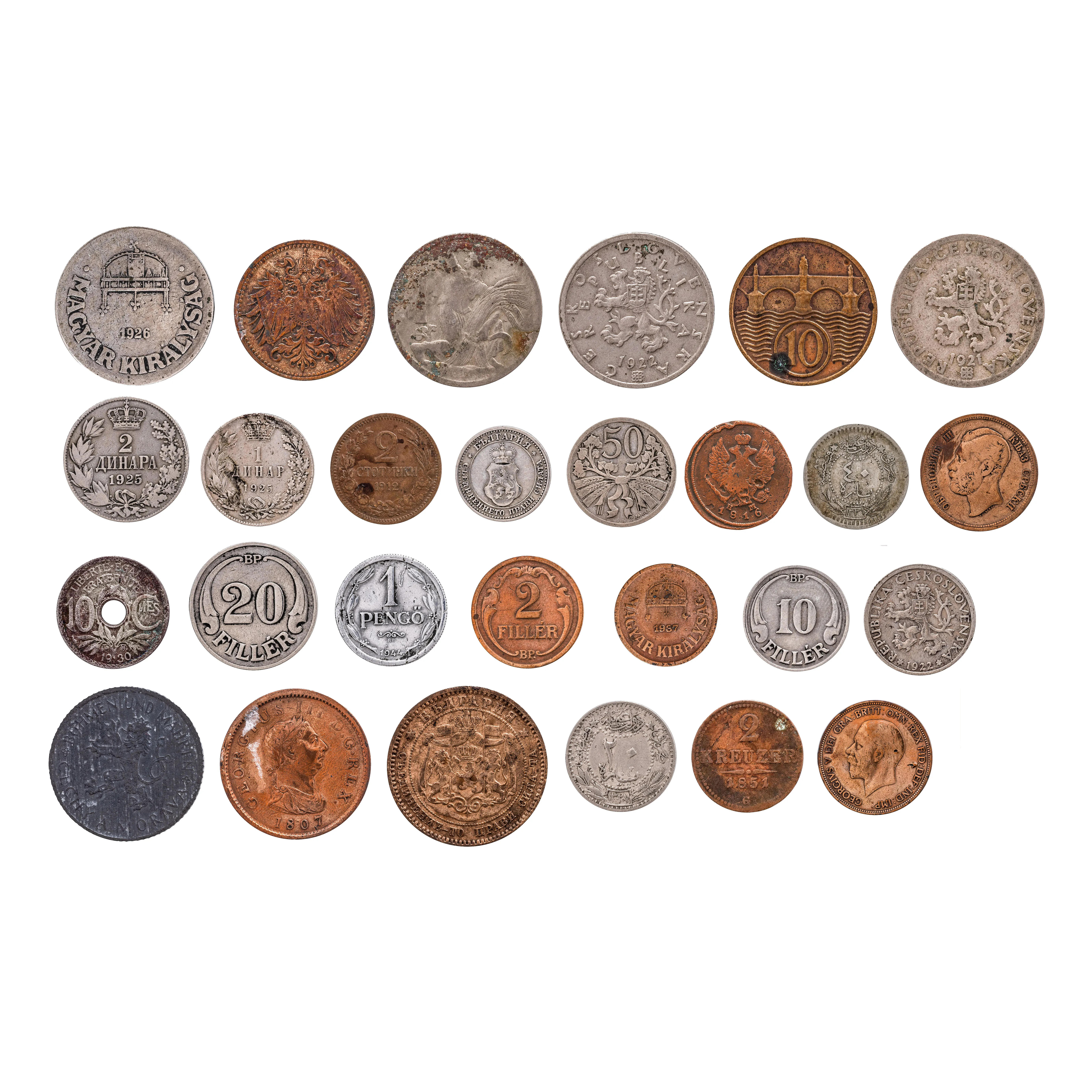 Lot format din 27 monede, 1816-1944
