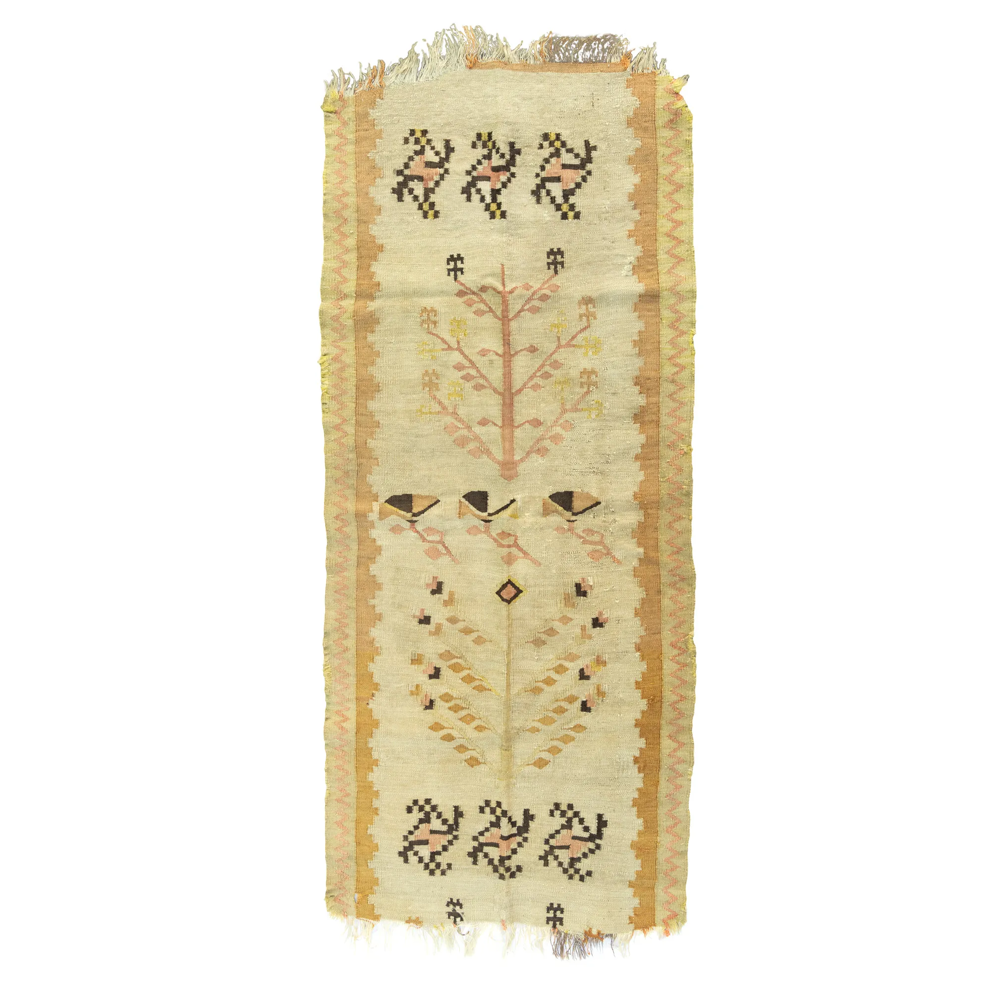 Covor Kilim din lână, decorat cu pomul vieții, începutul sec. XX