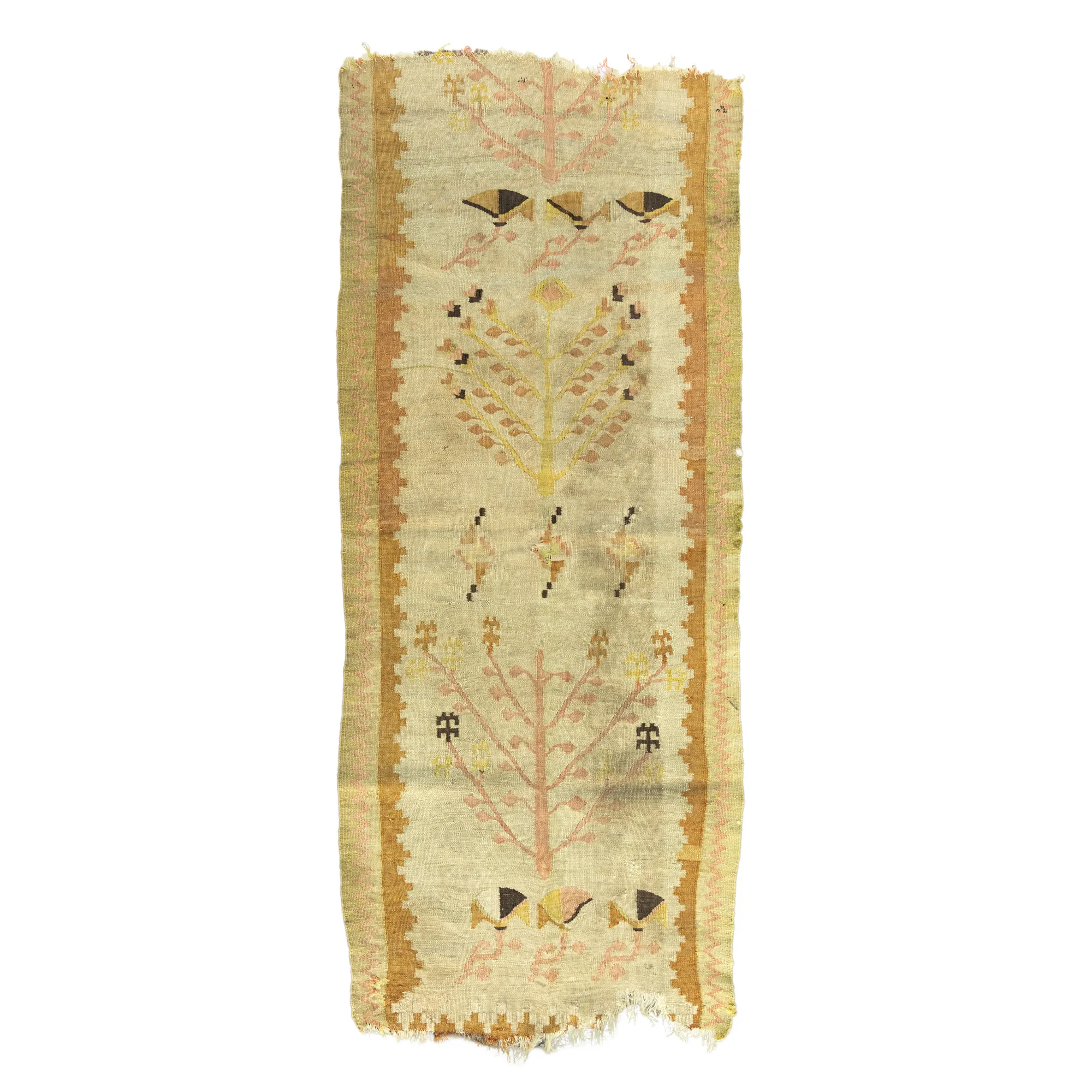 Covor Kilim din lână, decorat cu pomul vieții, începutul sec. XX