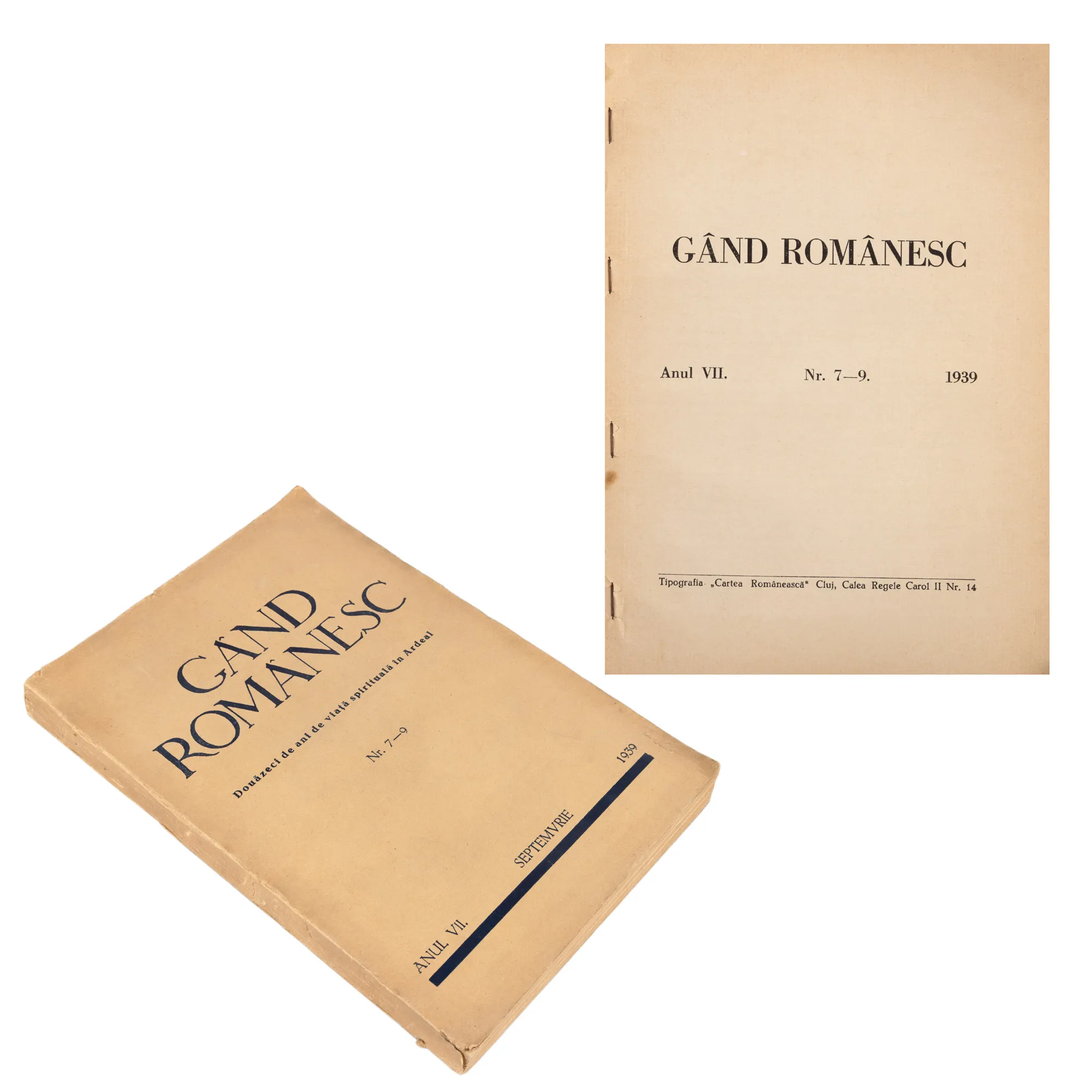 ”Gând românesc. Douăzeci de ani de viață spirituală în Ardeal”, an VII, nr. 7-9, 1939