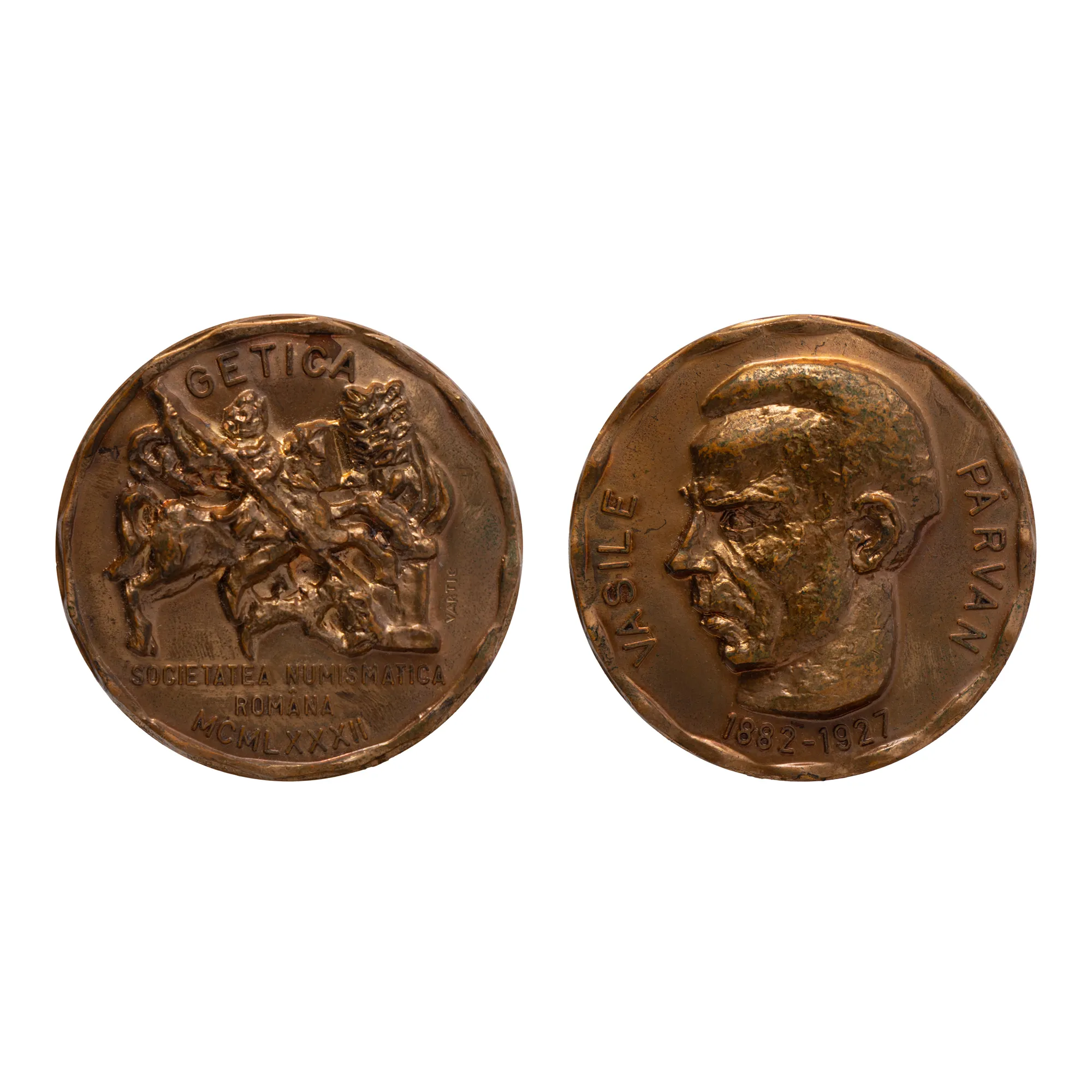 Medalie ”Vasile Pârvan - Getica”, gravor Gheorghe Vartic, 1982
