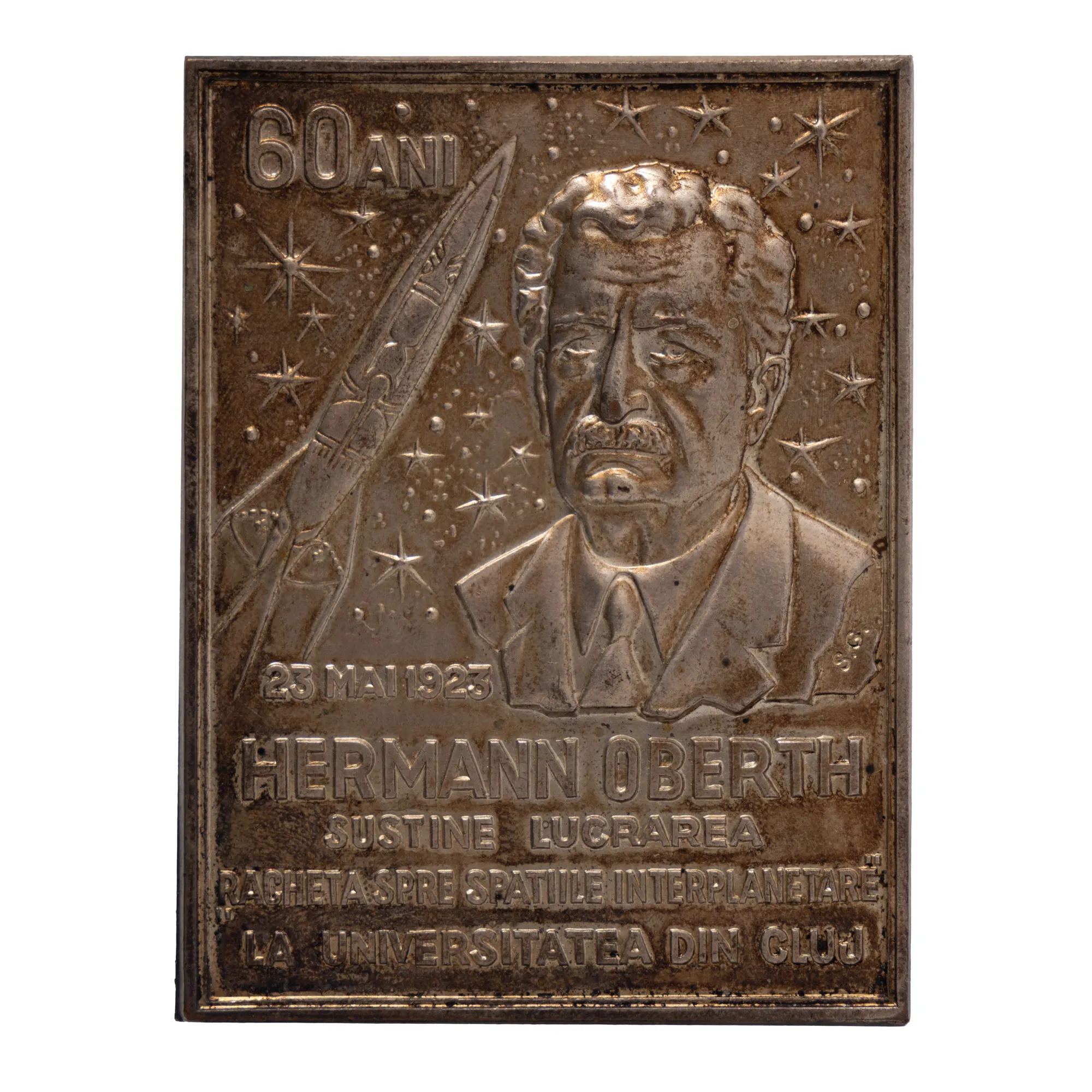 Plachetă ”Hermann Oberth - 60 de ani de la susținerea tezei”, 1983