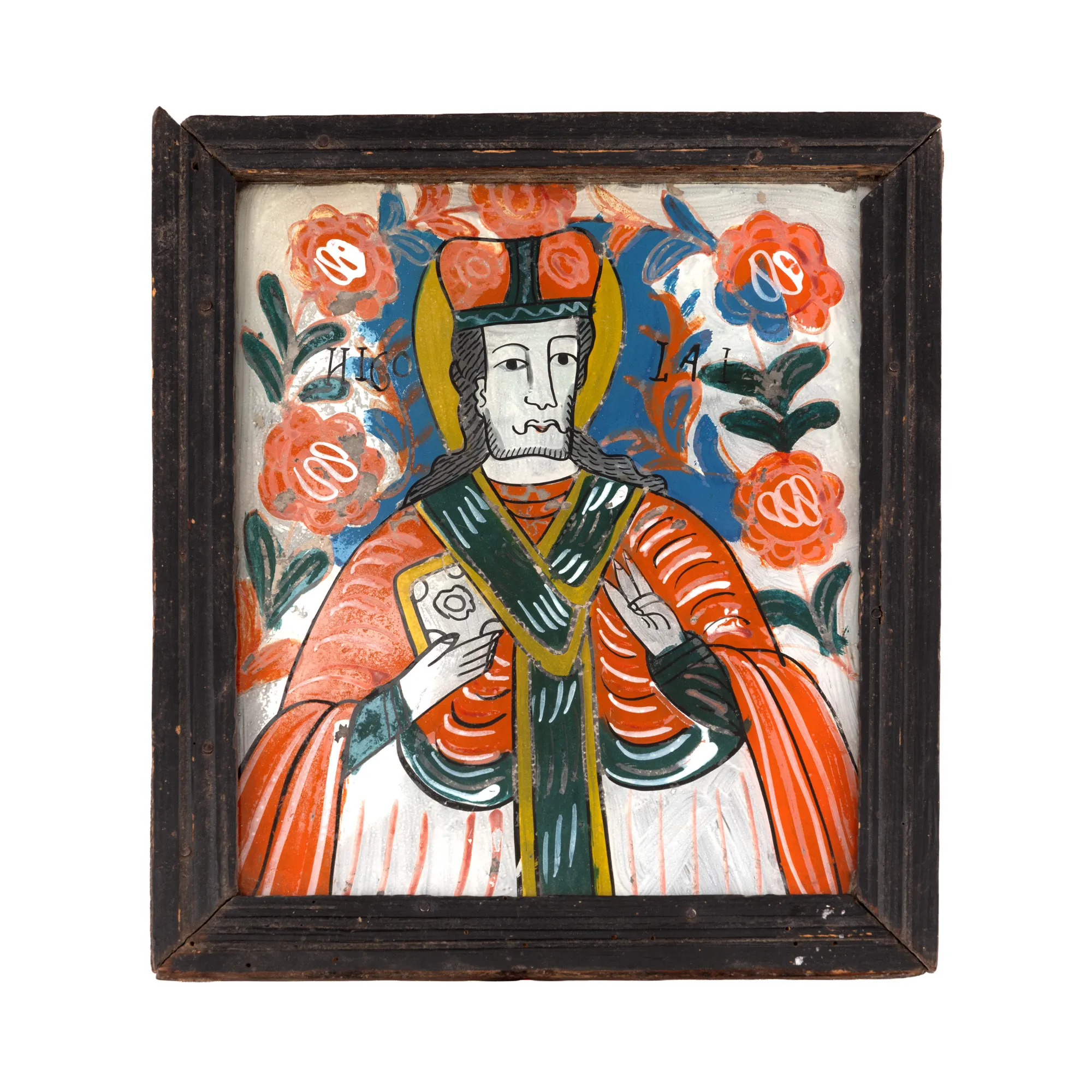 Icon on glass, "Saint Hierarch Nicholas", Gherla workshop, end of the 19th century