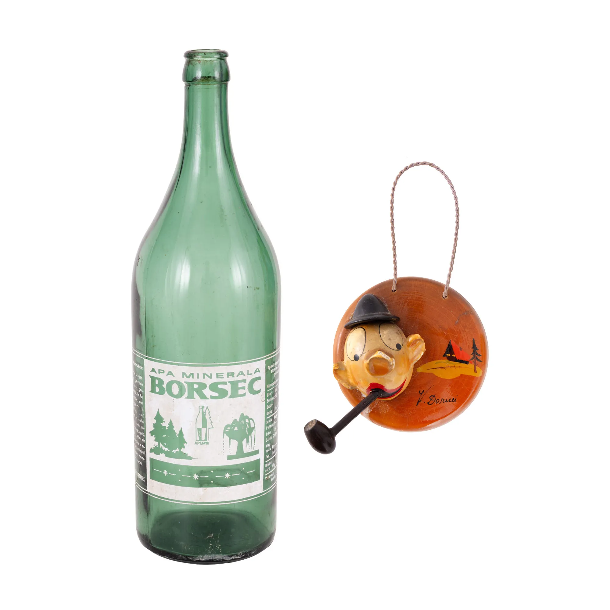 Lot format din Sticlă de apă minerală ”Borsec” și suvenir Vatra Dornei, perioada comunistă 