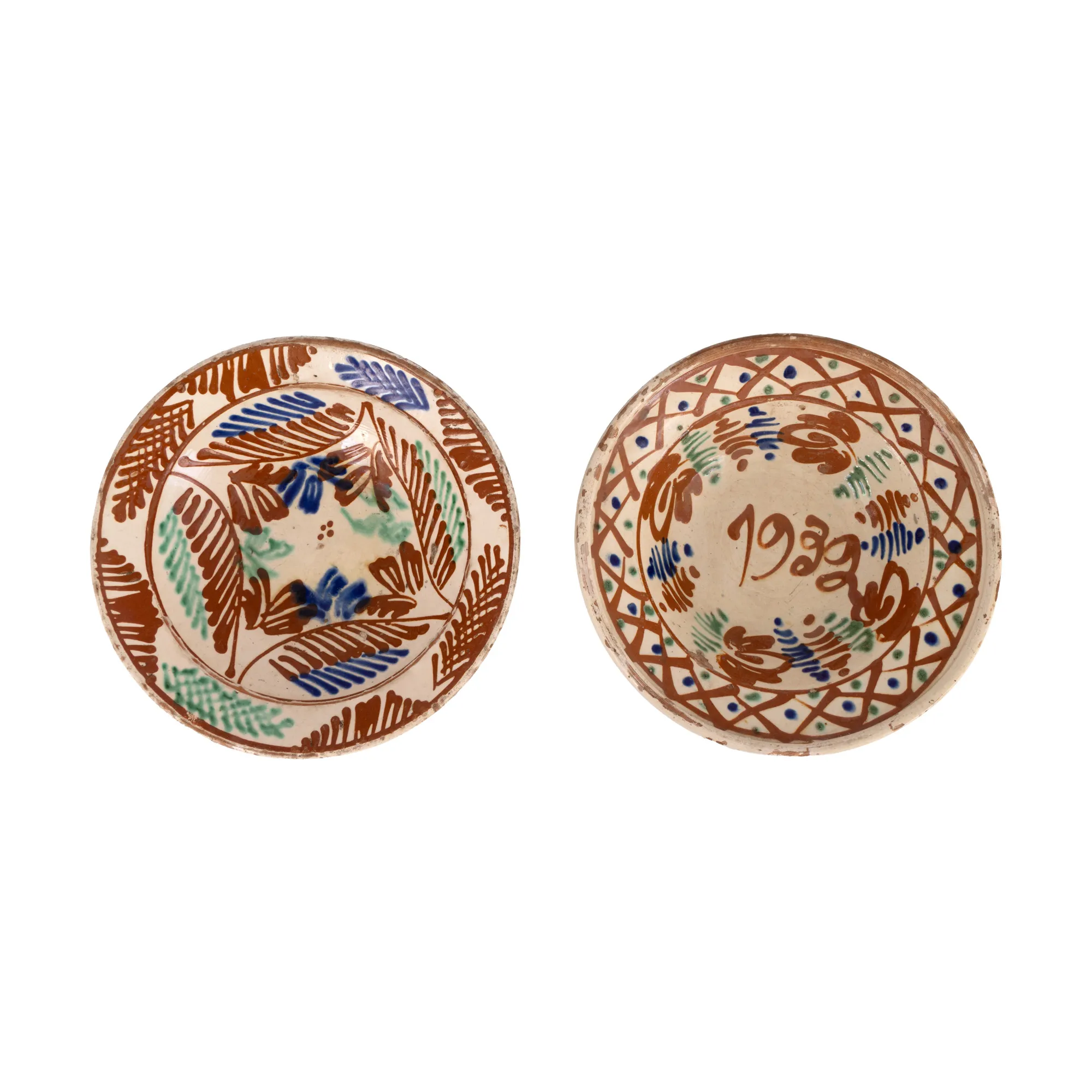 Pair of plates, Sibiu area, one of them dated 1939, from the Grigore Ghyka collection