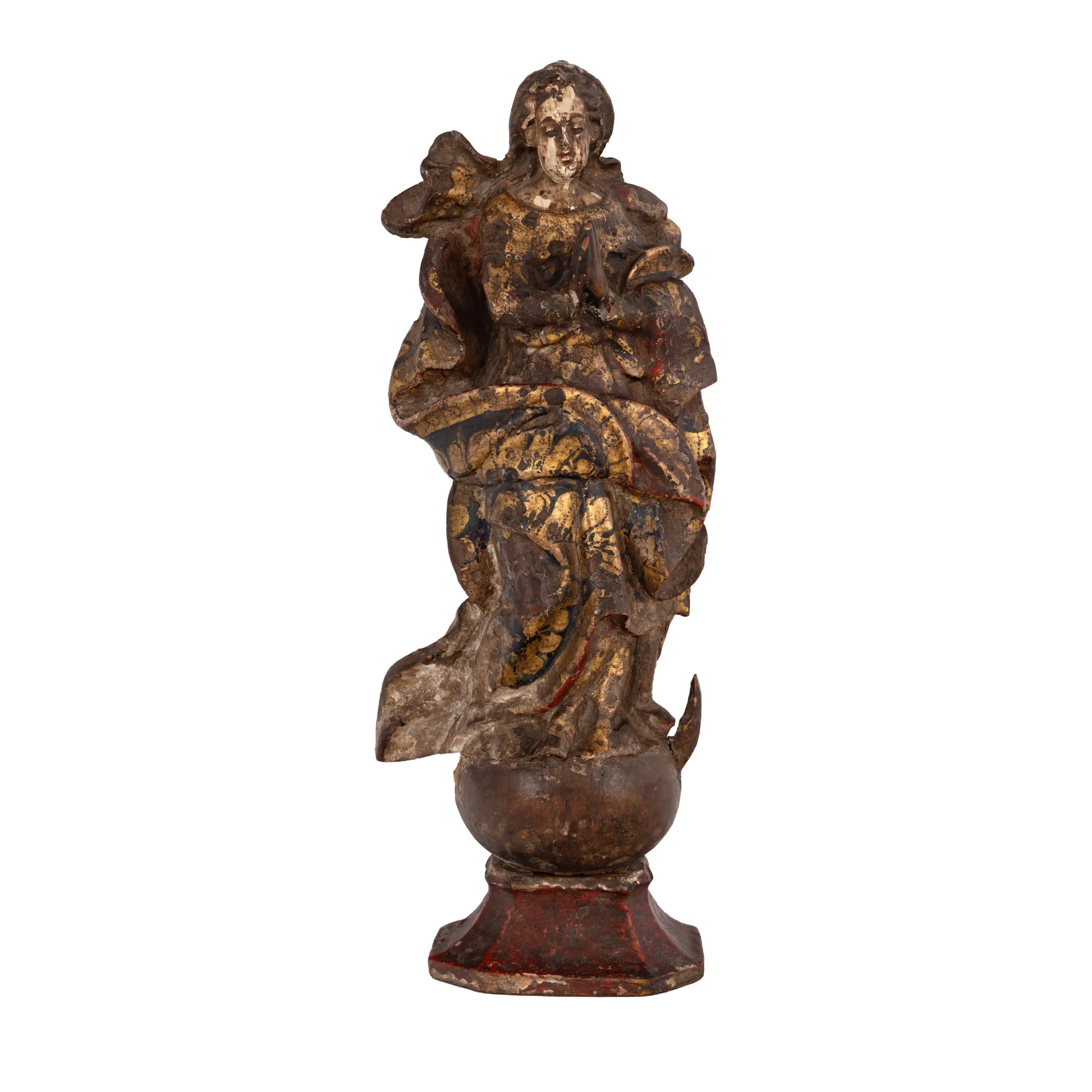 Statuetă din lemn, ”Fecioara Maria”, atelier transilvănean, sec. XVIII