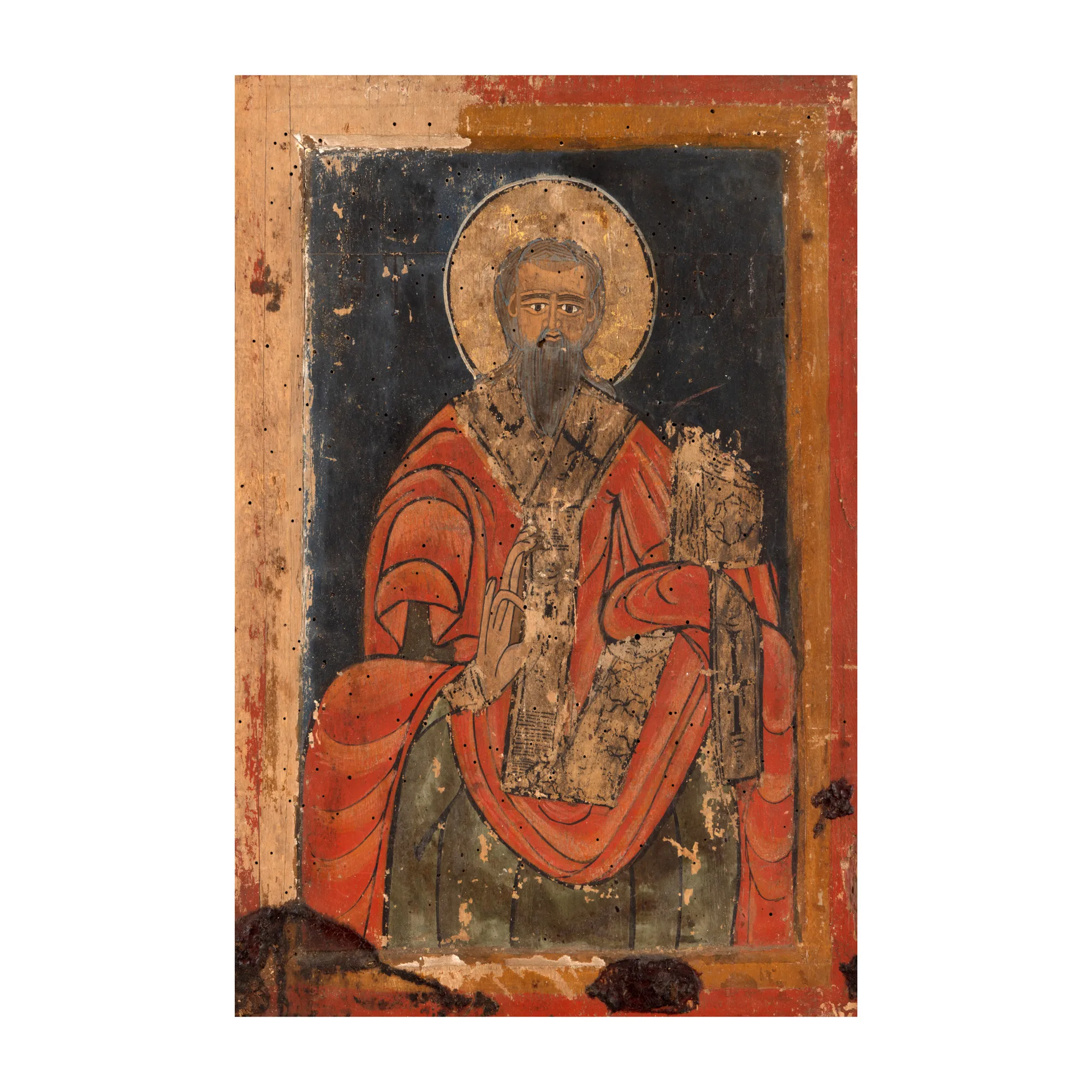 Icoană pe lemn, ”Sfântul Ierarh Vasile cel Mare”, școală transilvăneană, a doua jumătate a sec. XVIII