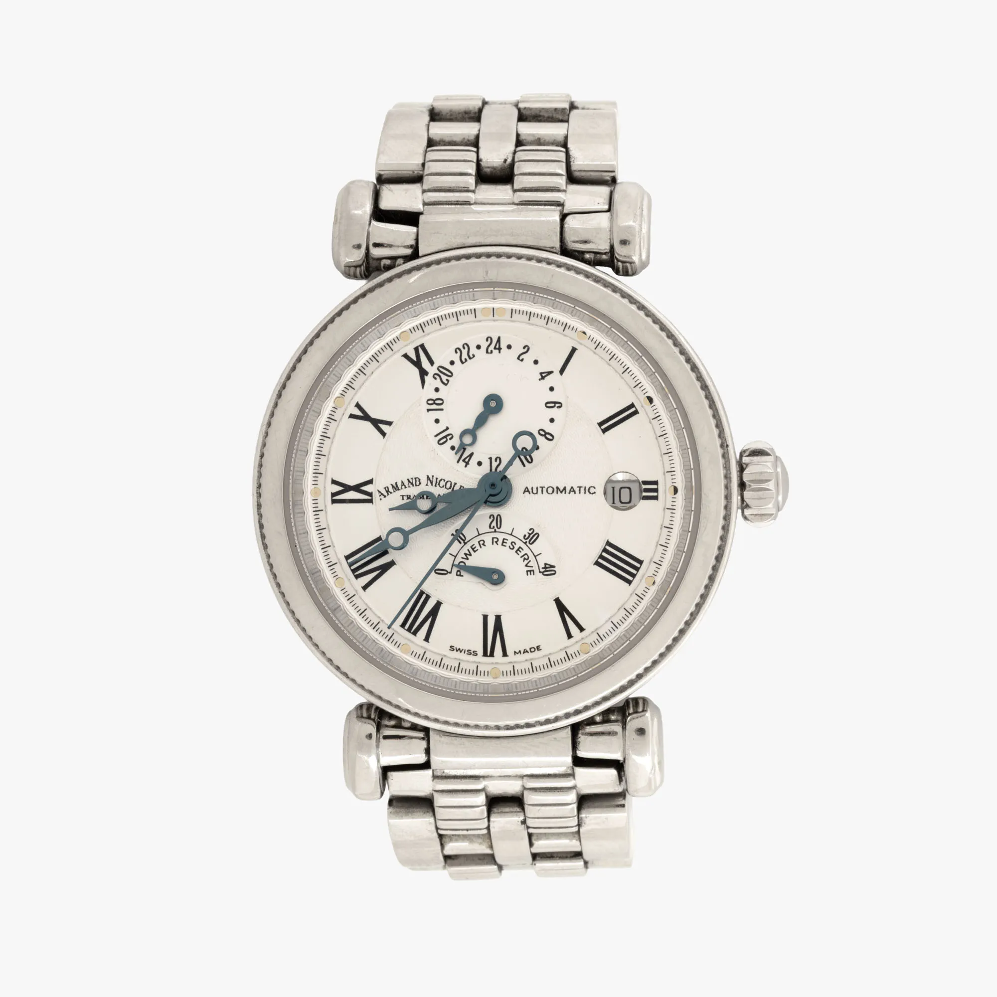 Armand Nicolet Tramelan GMT Handheld Men's Watch, accompanied by the original box, warranty certificate and instruction manual