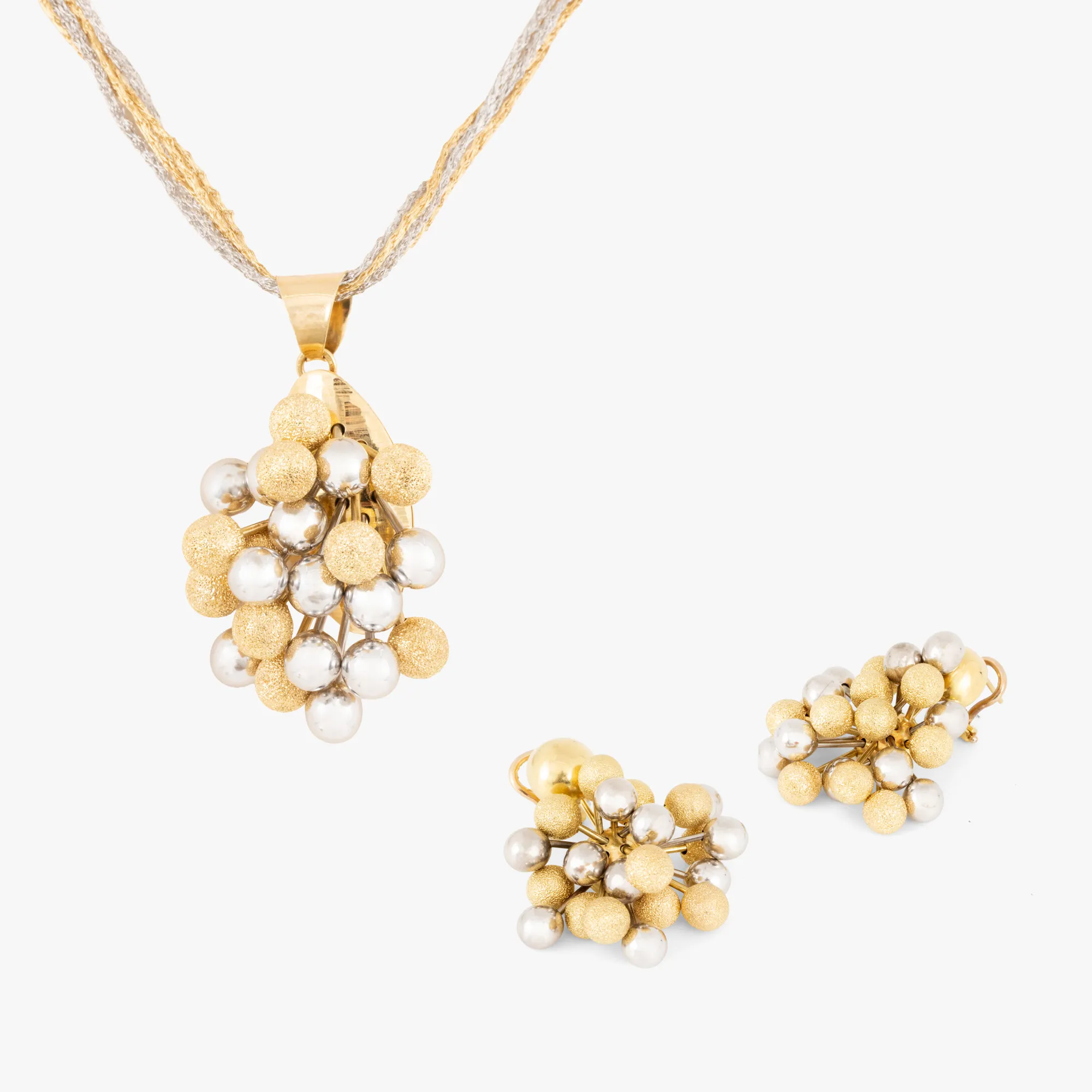 Bicolor Gold Necklace and Earring Set