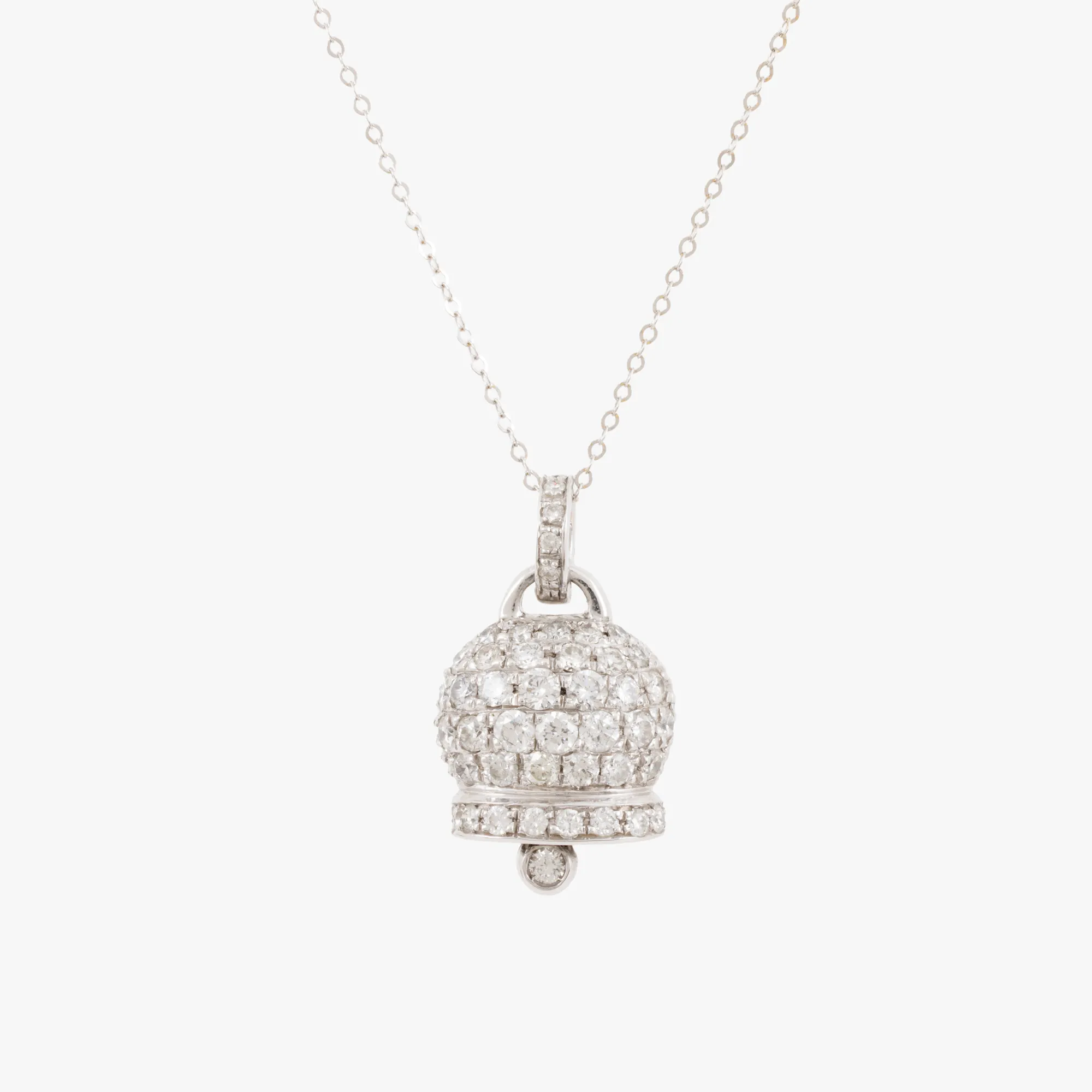 White gold chain with diamond-decorated pendant