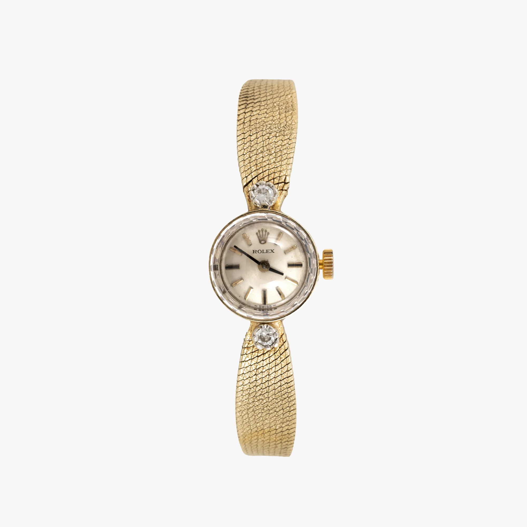 Rolex gold watch, decorated with diamonds, hand-held, for ladies, accompanied by an additional gemological certificate