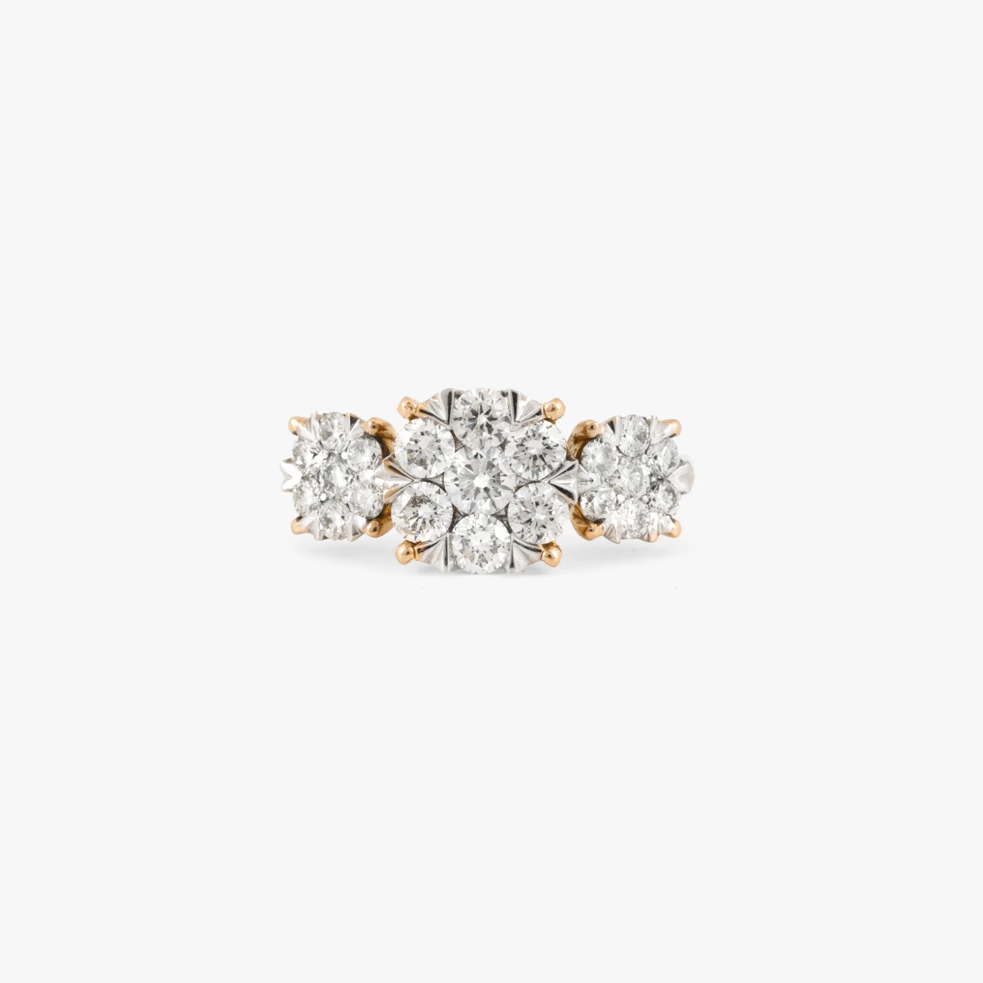 Rose gold ring, decorated with diamonds
