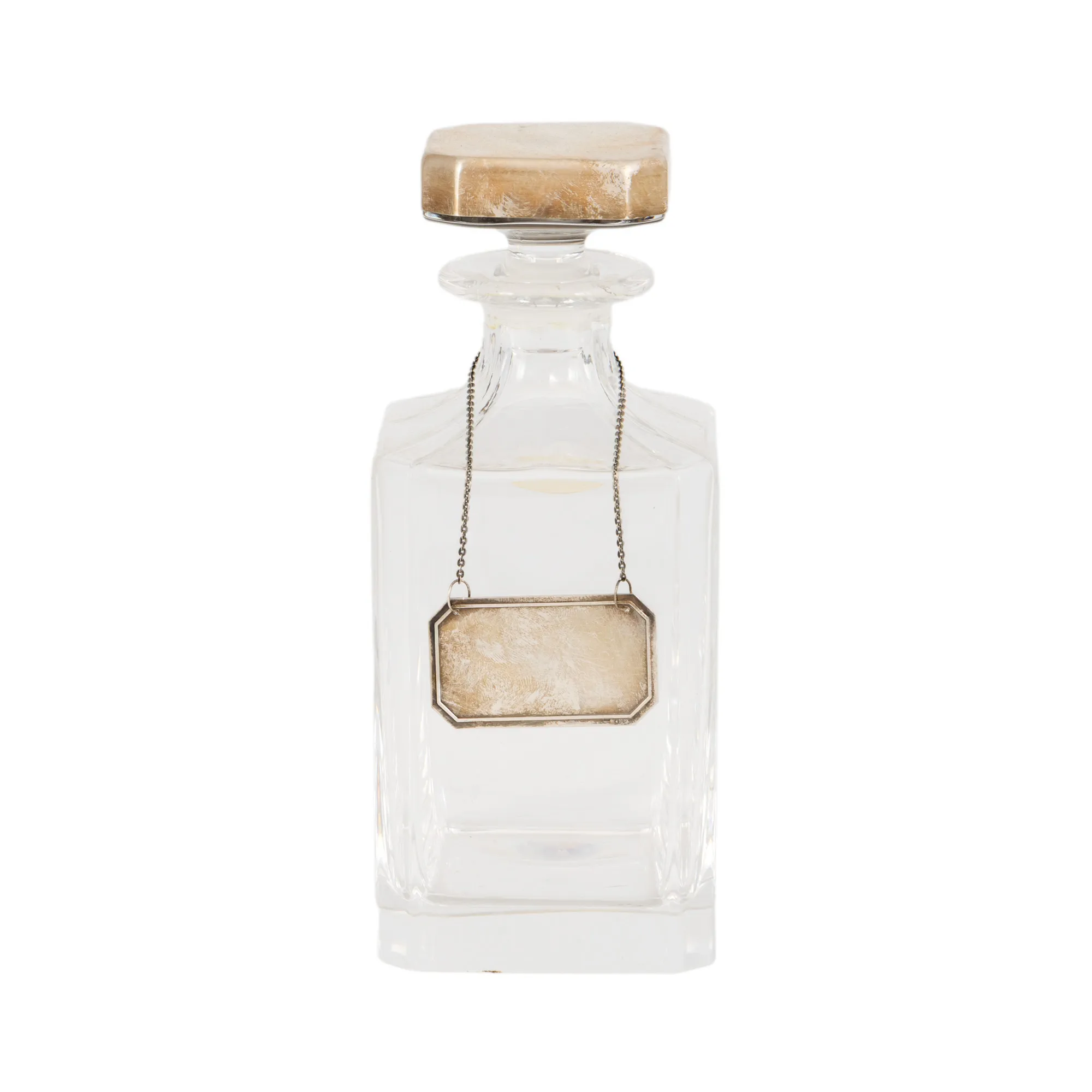 Flacon de whiskey din cristal, decorat cu elemente din argint