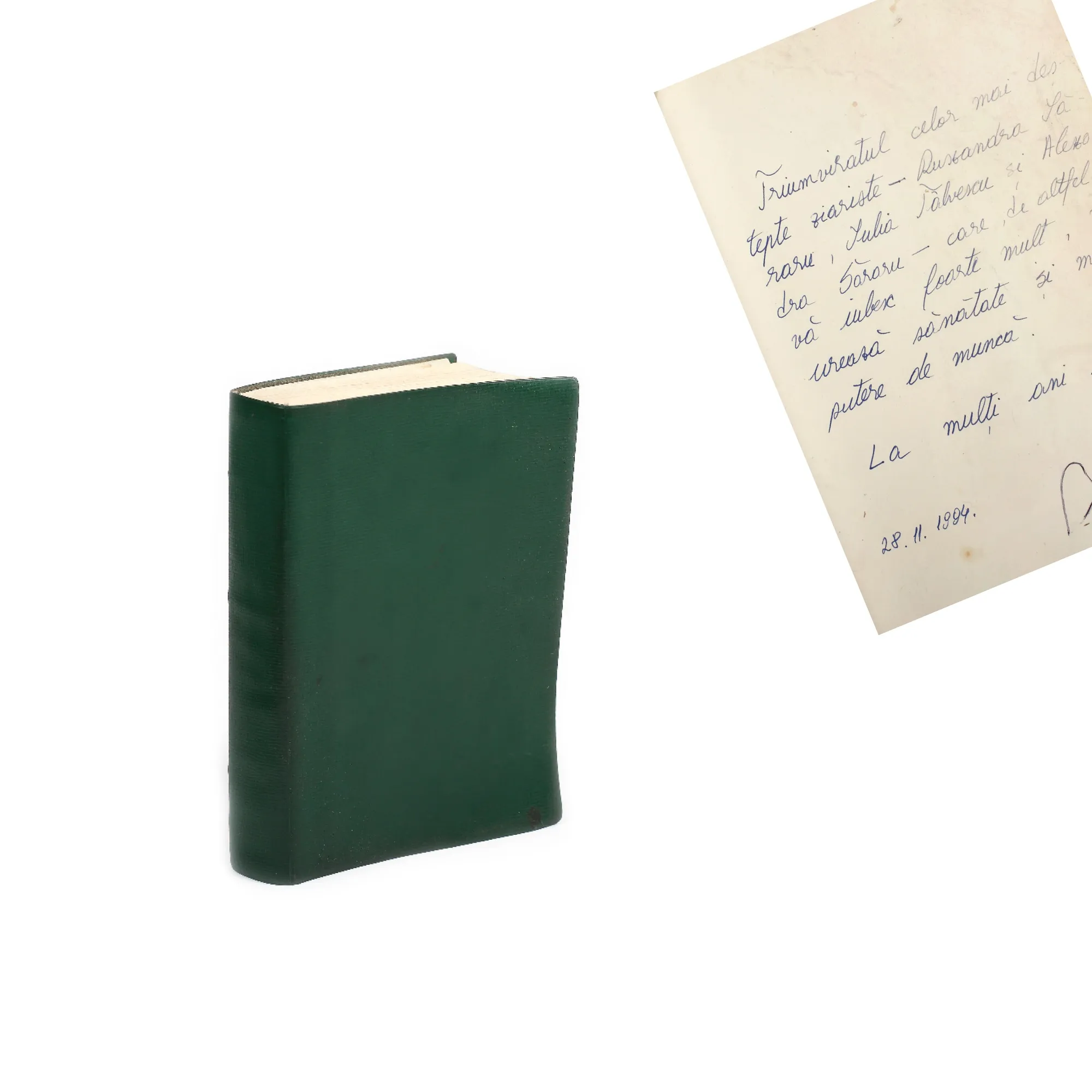 Biblia sau Sfânta Scriptură a Vechiului și Noului Testament, cu dedicația unui triumvirat jurnalistic Ruxandra Săraru, Iulia Tâlvescu și Alexandra Săraru