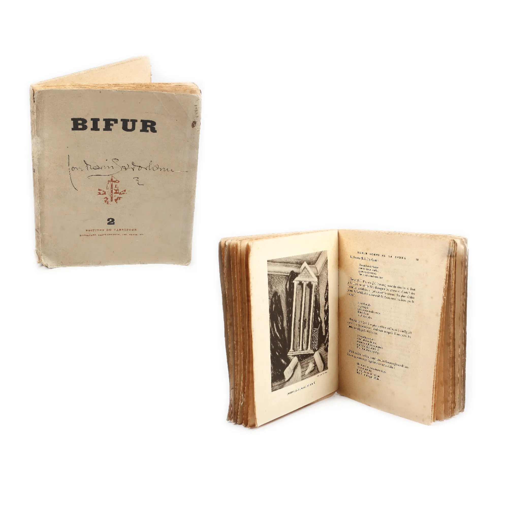 Revista Bifur, ediție rară publicată în 3000 exemplare, în 1929, purtând autograful scriitorului Ion Marin Sadoveanu