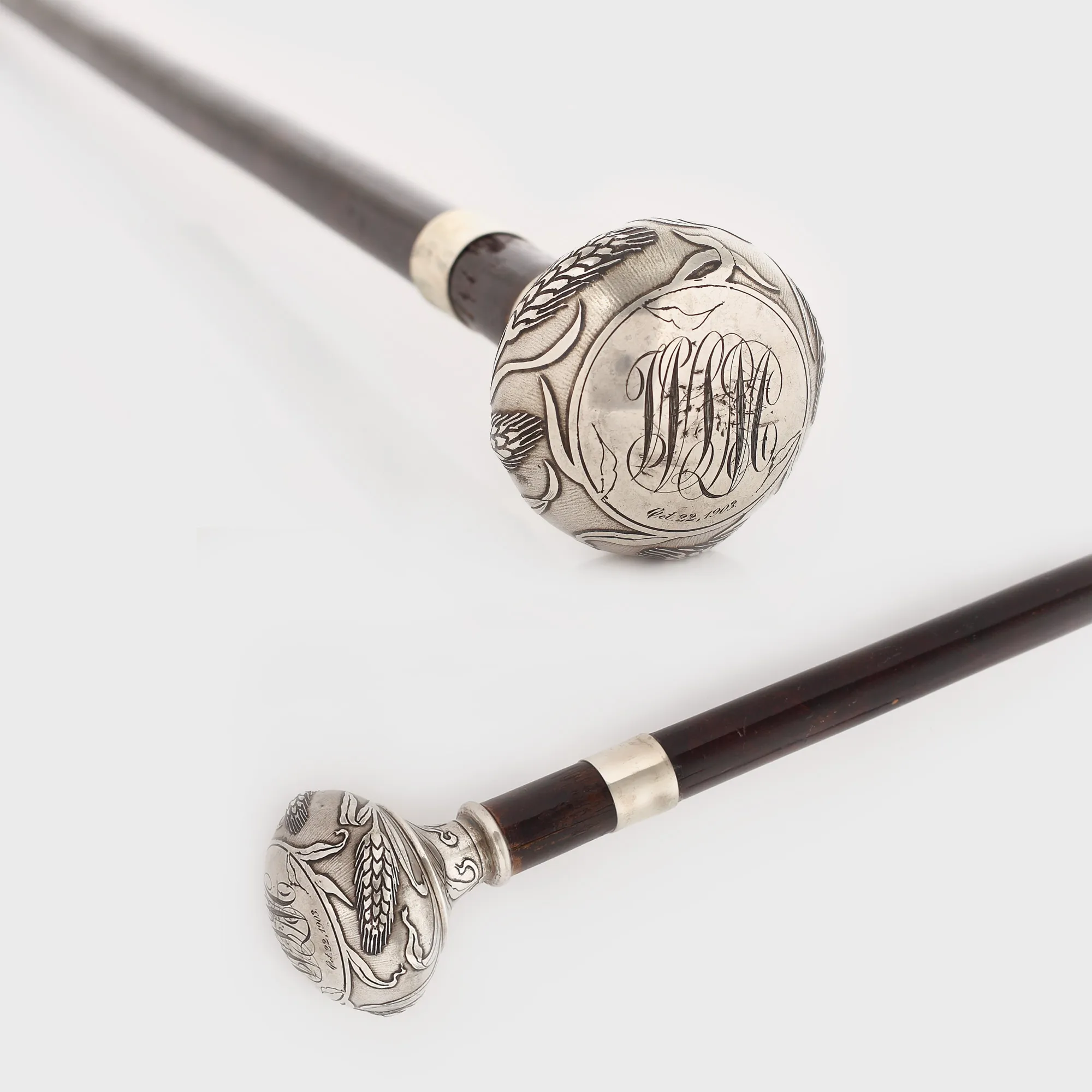 Baston Art Nouveau, monogramat, datat 1903