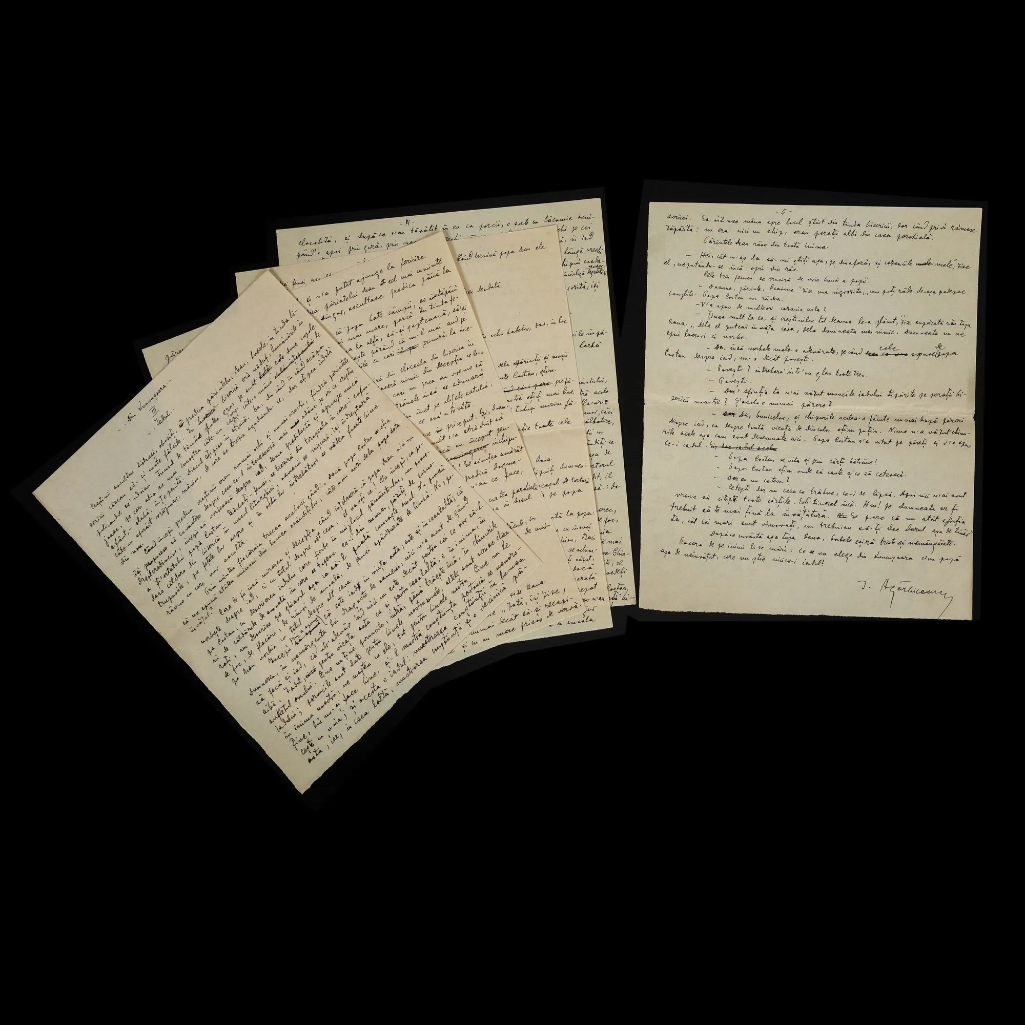 Manuscris ”Din Luncșoara - Iadul”, de Ion Agârbiceanu, 1914, cu semnătura olografă (cinci file)