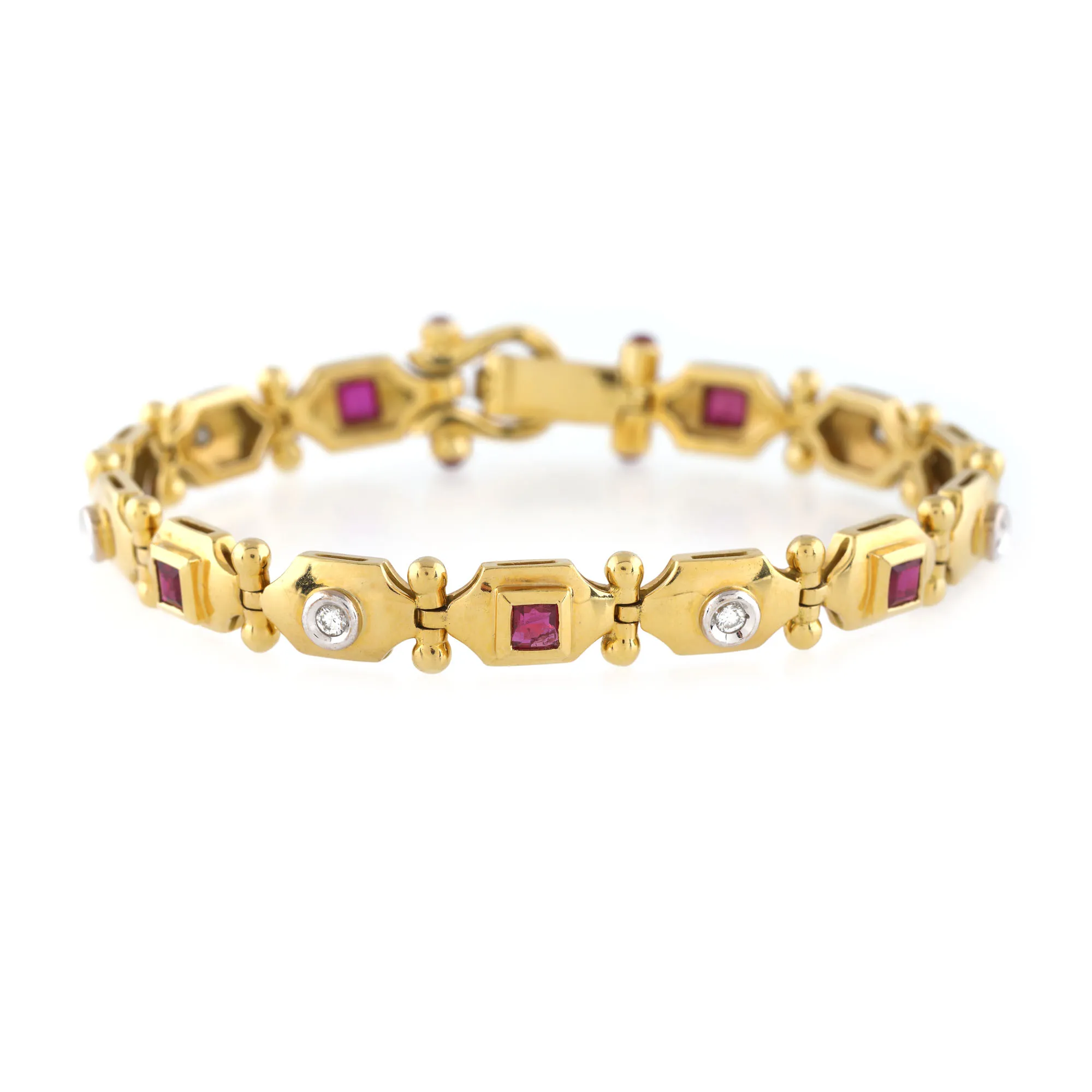 Gold bracelet decorated with rubies and diamonds