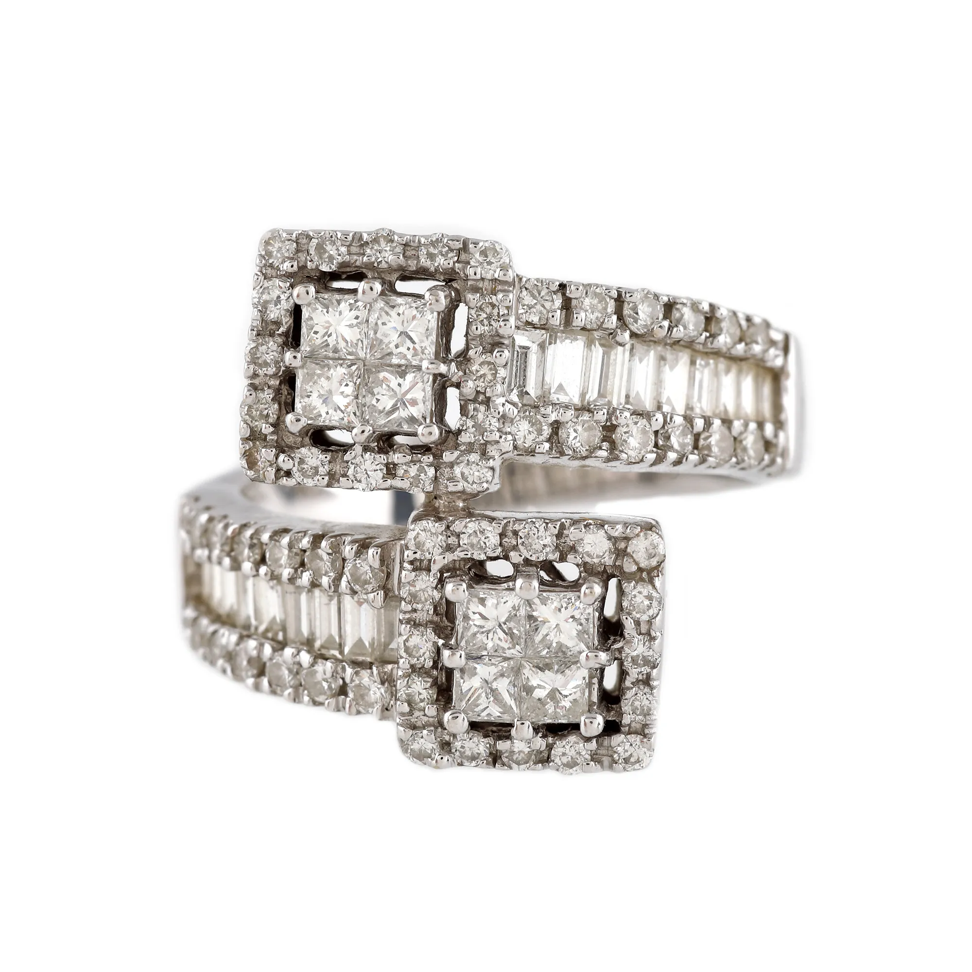 White gold ring decorated with diamonds