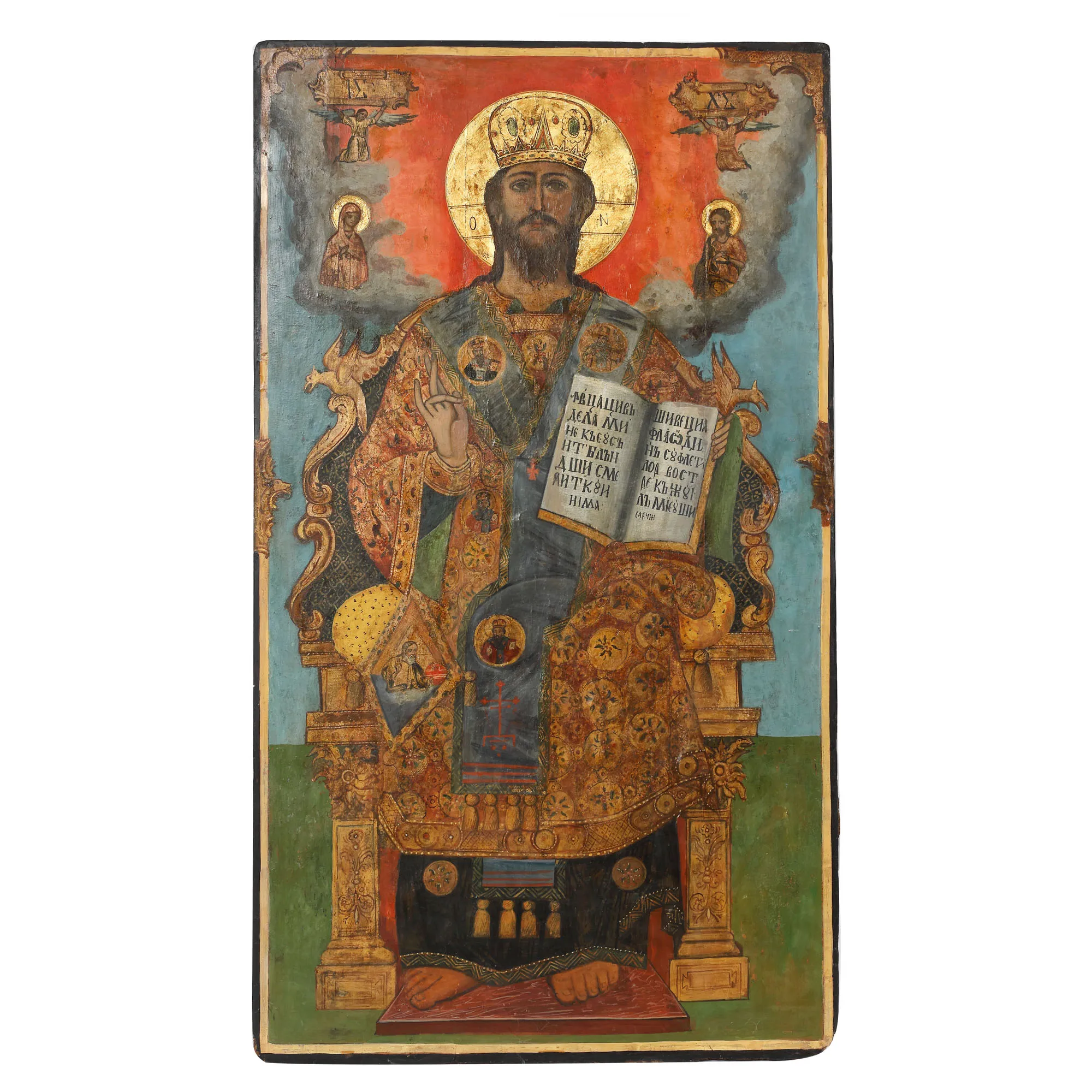 "Jesus Christ Emperor and High Bishop", royal icon on wood, Romanian school, early 19th century