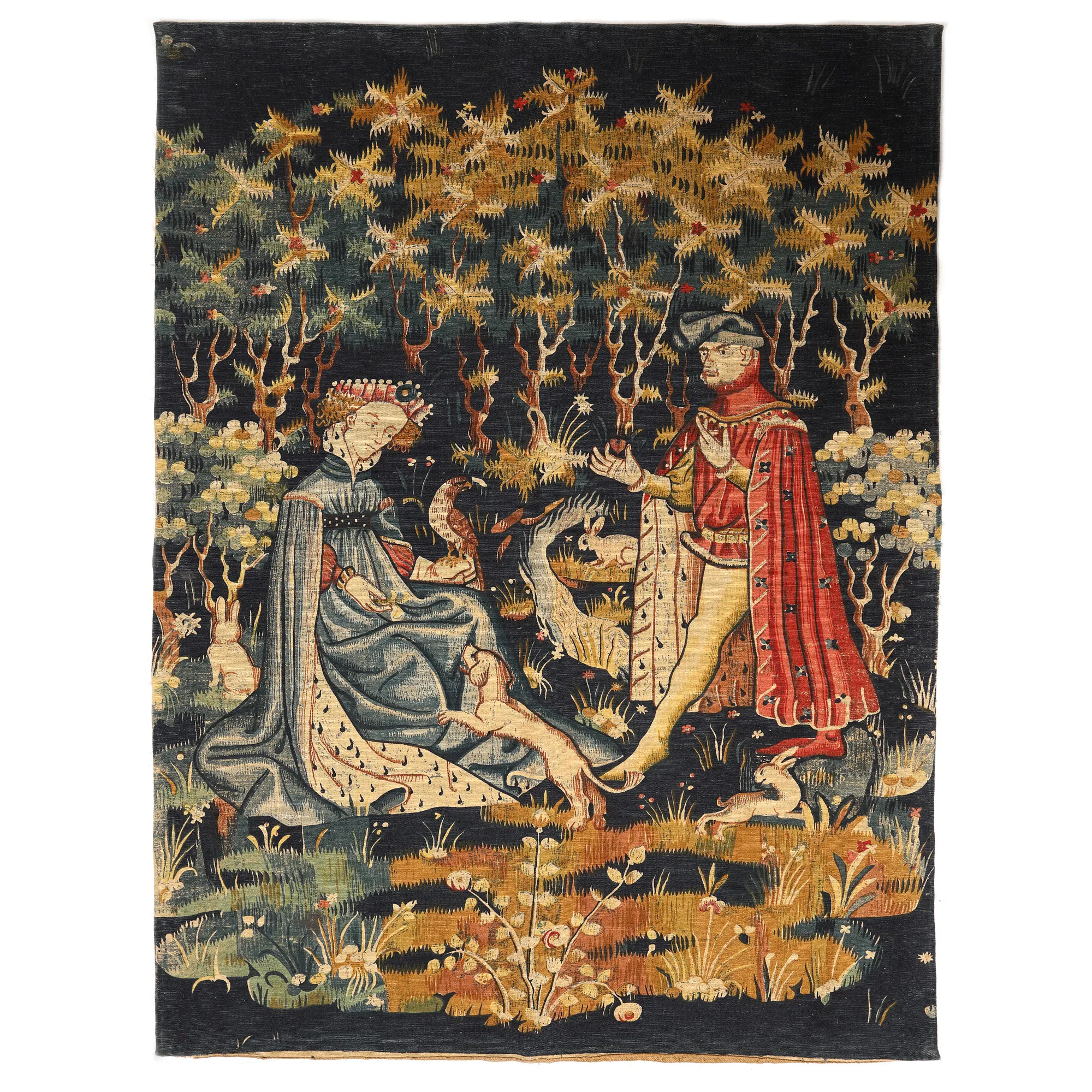 Tapestry, reinterpretation after "Le don du coeur", France, early 20th century