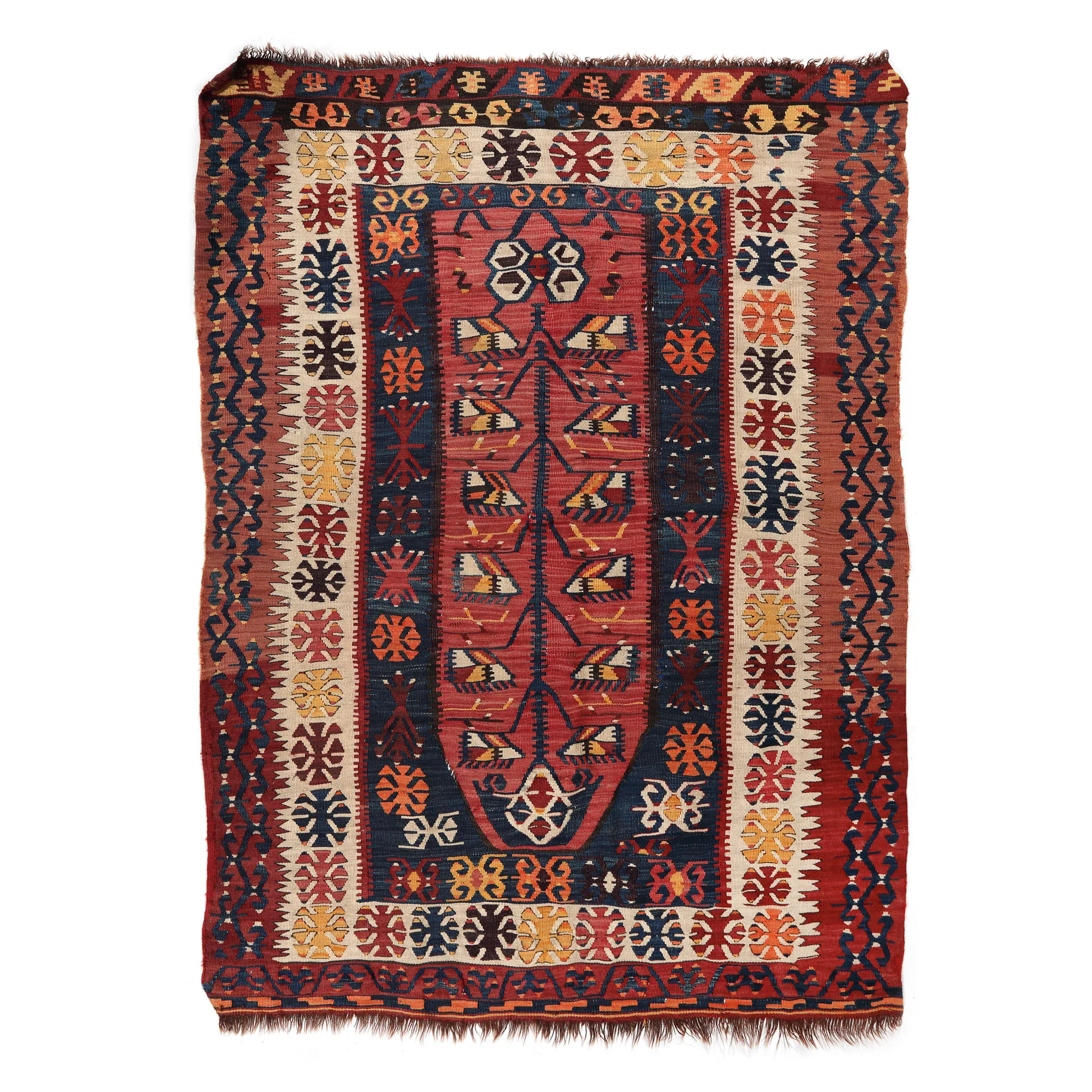 Covor din lână anatolian, de rugăciune, decorat cu pomul vieții și mihrab, începutul sec. XX