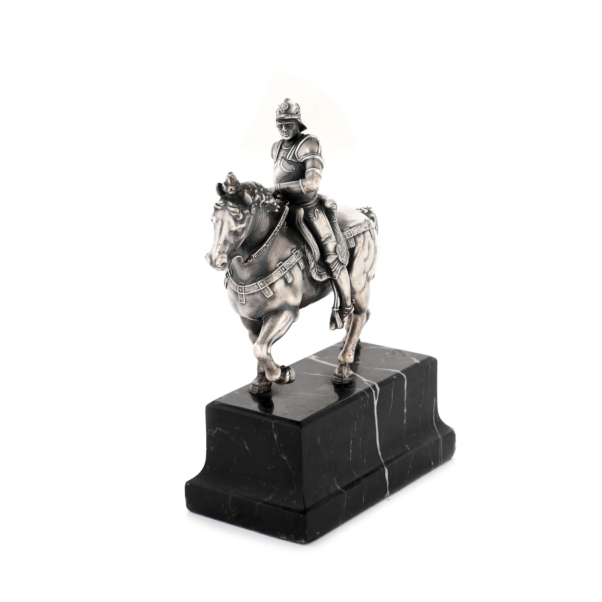 Condotier venețian, statuetă ecvestră WMF (după Bartolomeo Colleoni, celebră sculptură a lui Andrea Verrocchio), cca. 1900