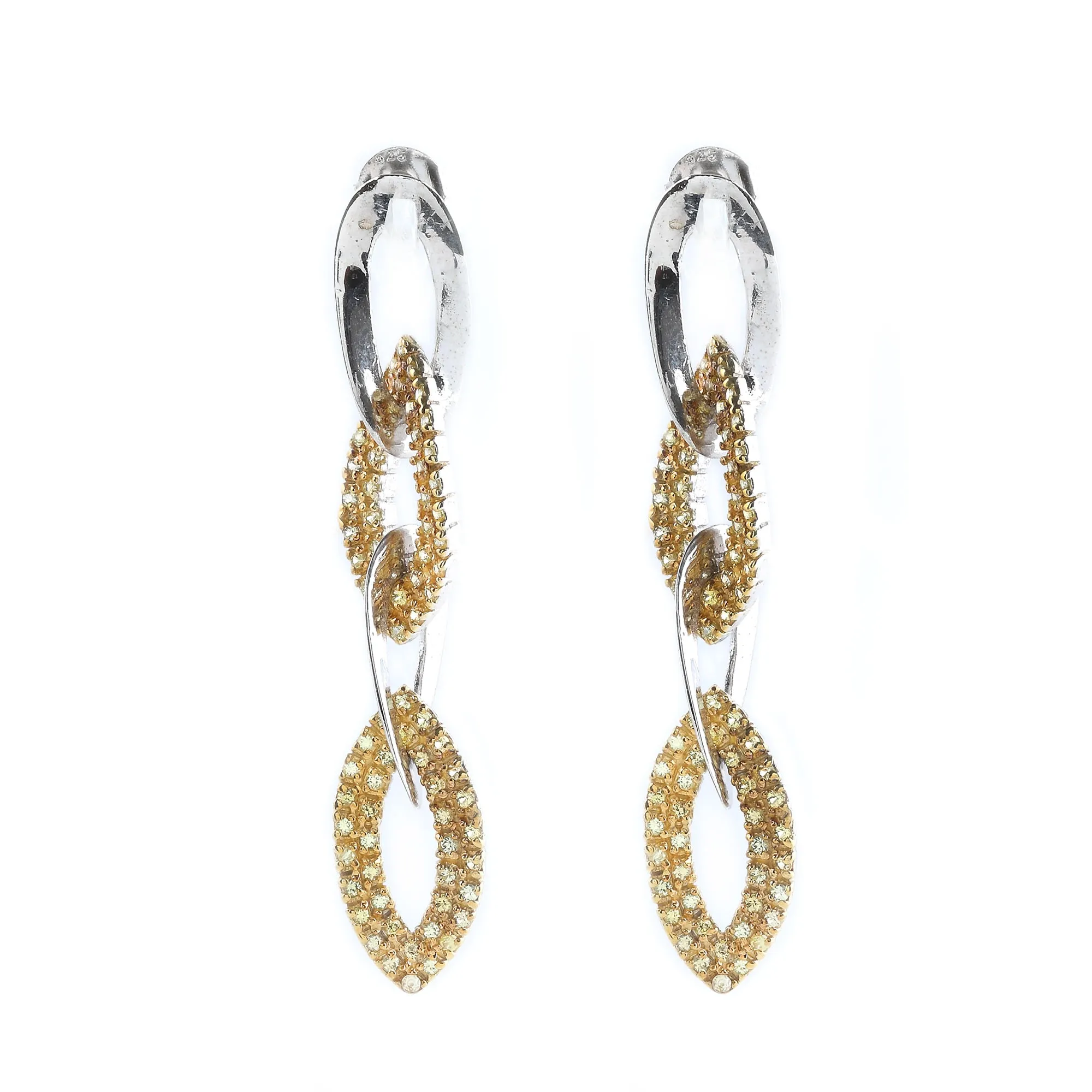 Pair of Art Deco-style earrings decorated with yellow sapphires