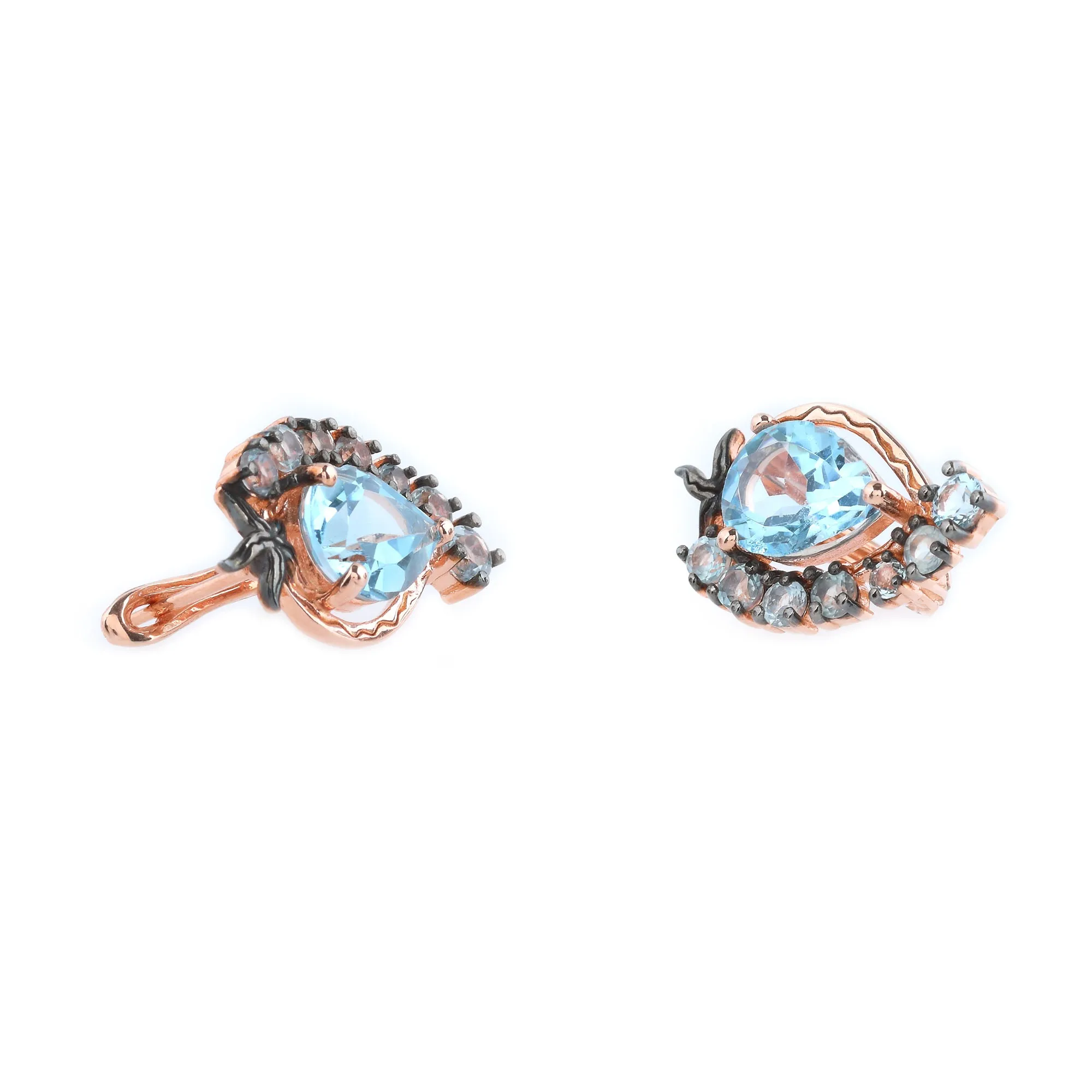 "Tears of the Sea" - a pair of gold-plated silver earrings decorated with topazes