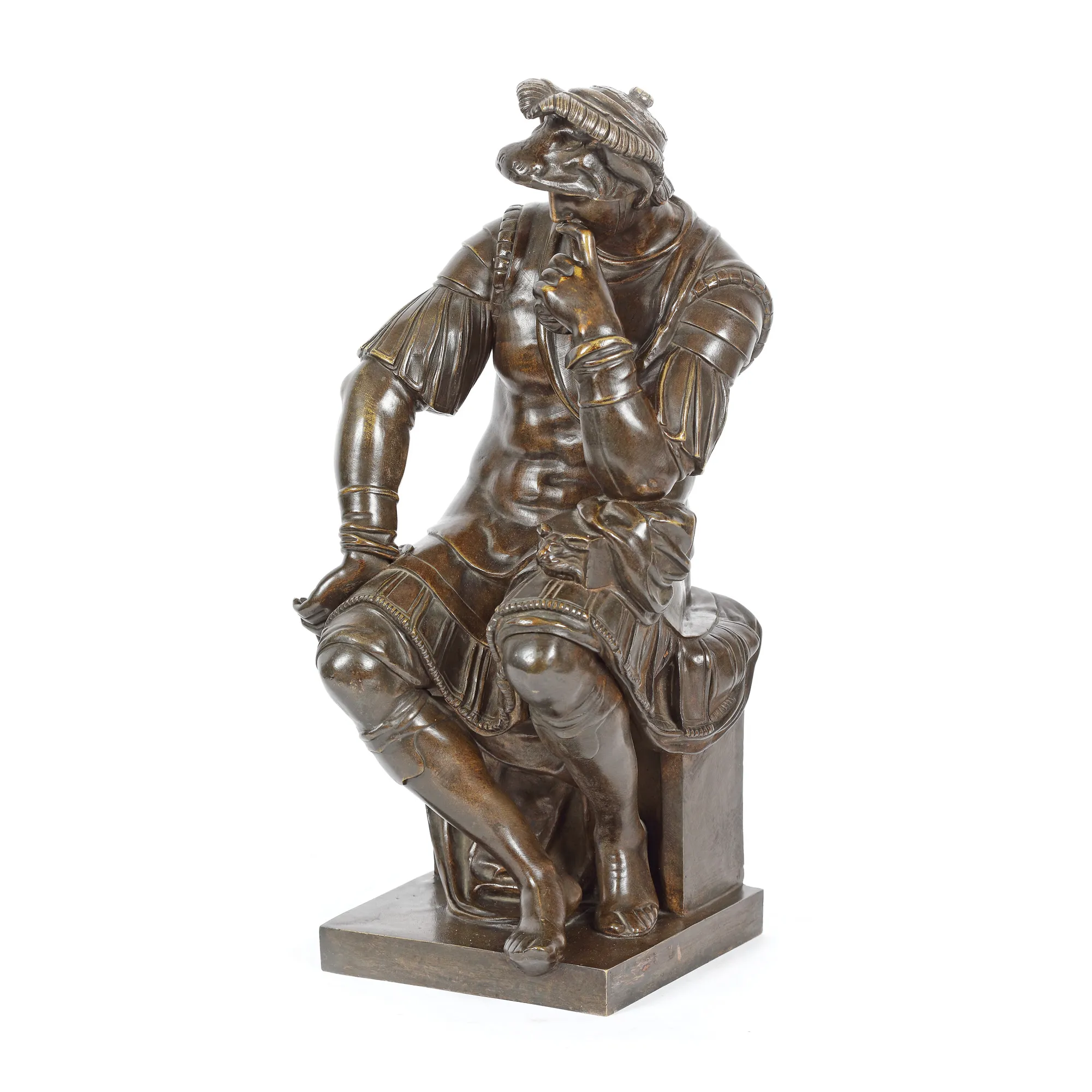”Lorenzo de Medici” - sculptură John Walz din bronz, realizată după original de Michelangelo, cca. 1850