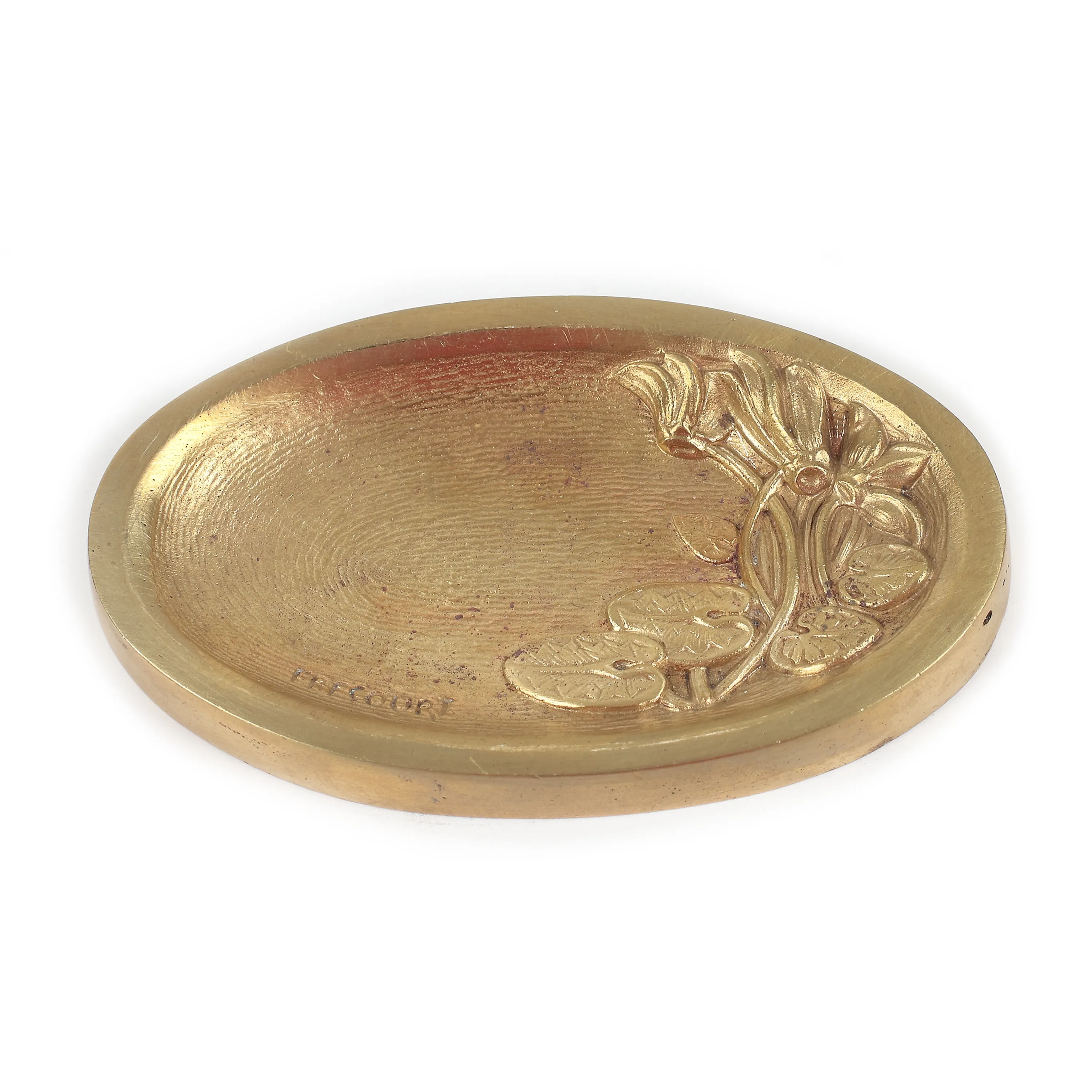 Maurice Frecourt gilded bronze cigarette holder, decorated with water lilies, circa 1930