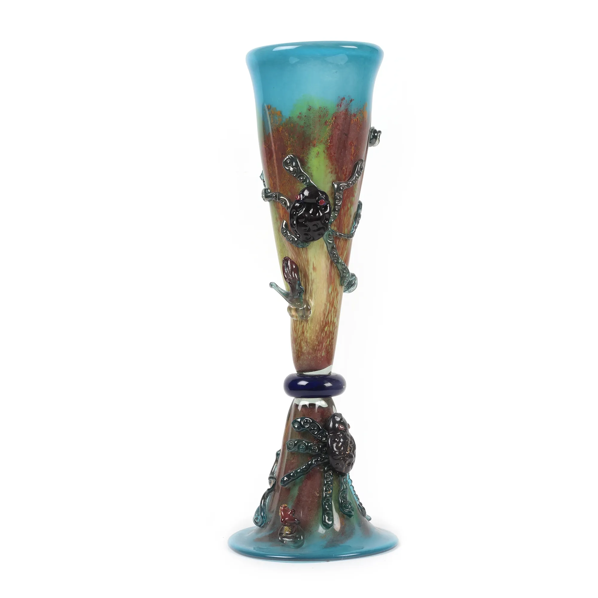 Monumental vas Murano, cu decor marin abstract