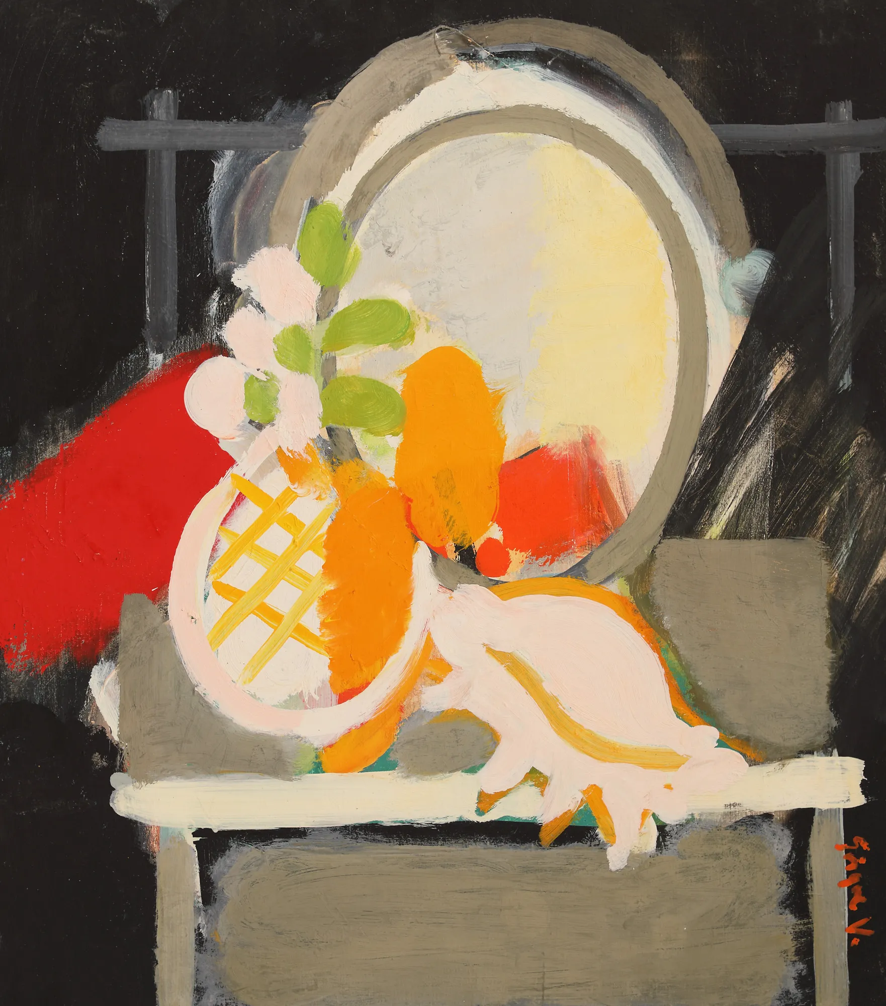 Pineapple, shell and mirror