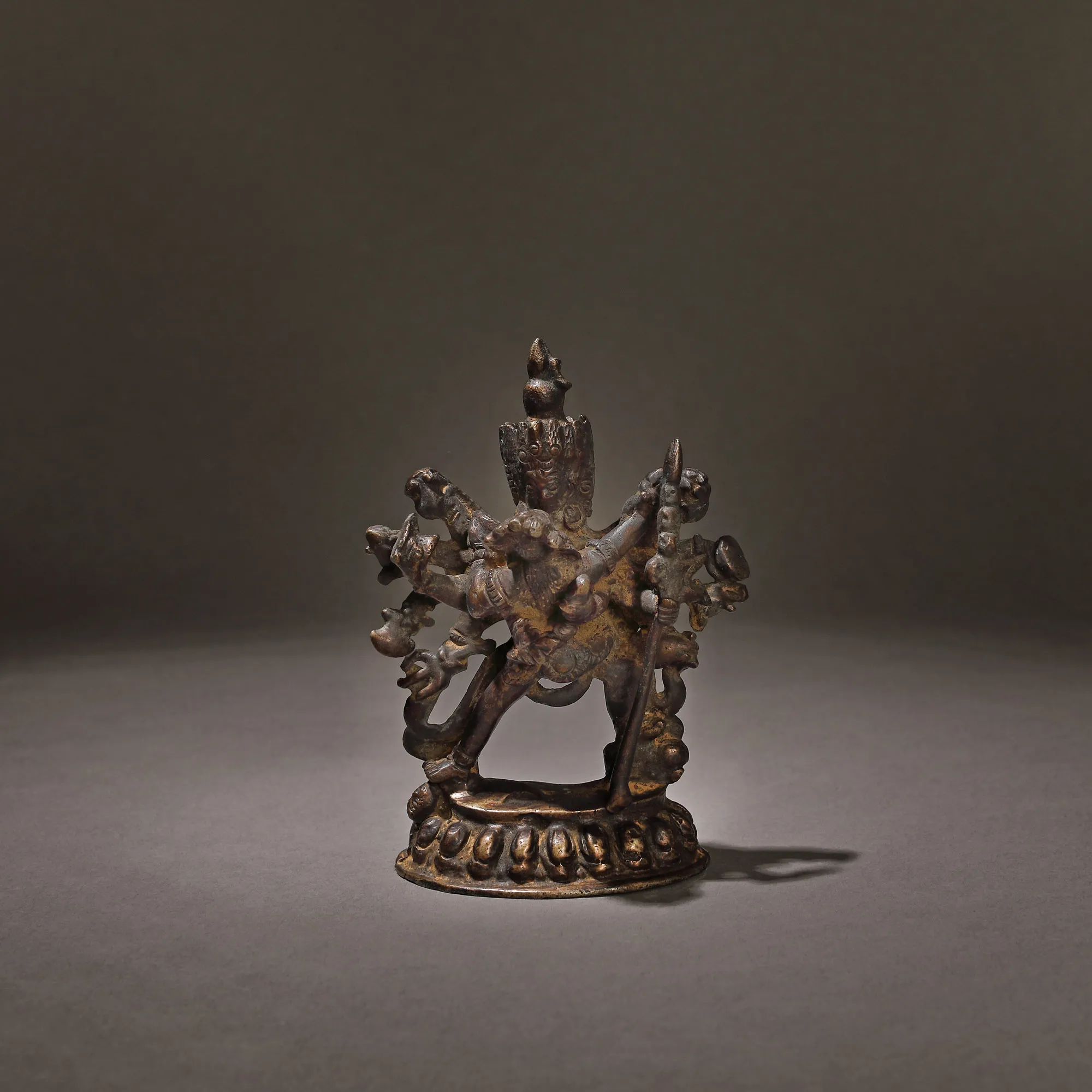Bronze statuette depicting the divine couple Rudra Shiva, the storm god, and Parvati, the goddess of fertility, giving birth to Ganesha, India, 18th century, from the Dr. Roth-Nicolau collection