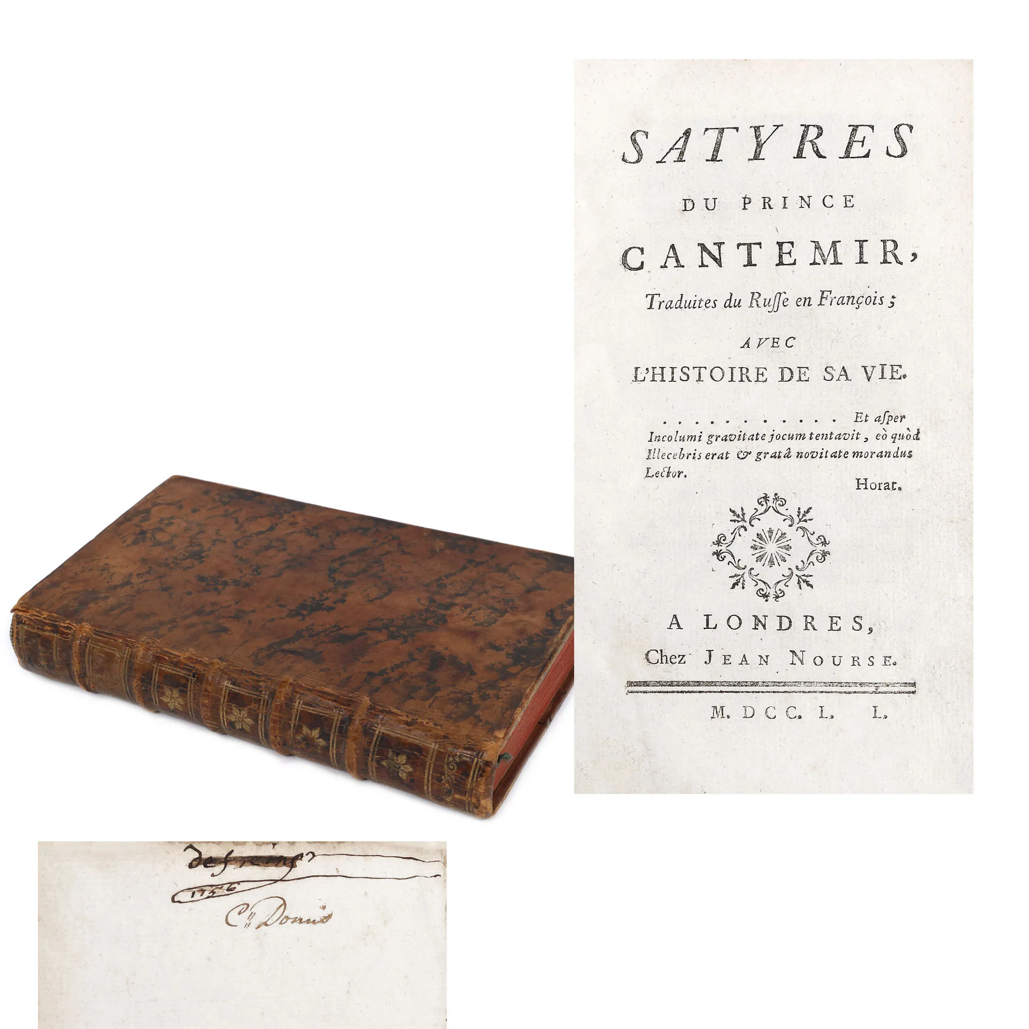 "Satyres de Monsieur le Prince Cantemir", by Prince Antioh Cantemir, French, London, 1750, rarity