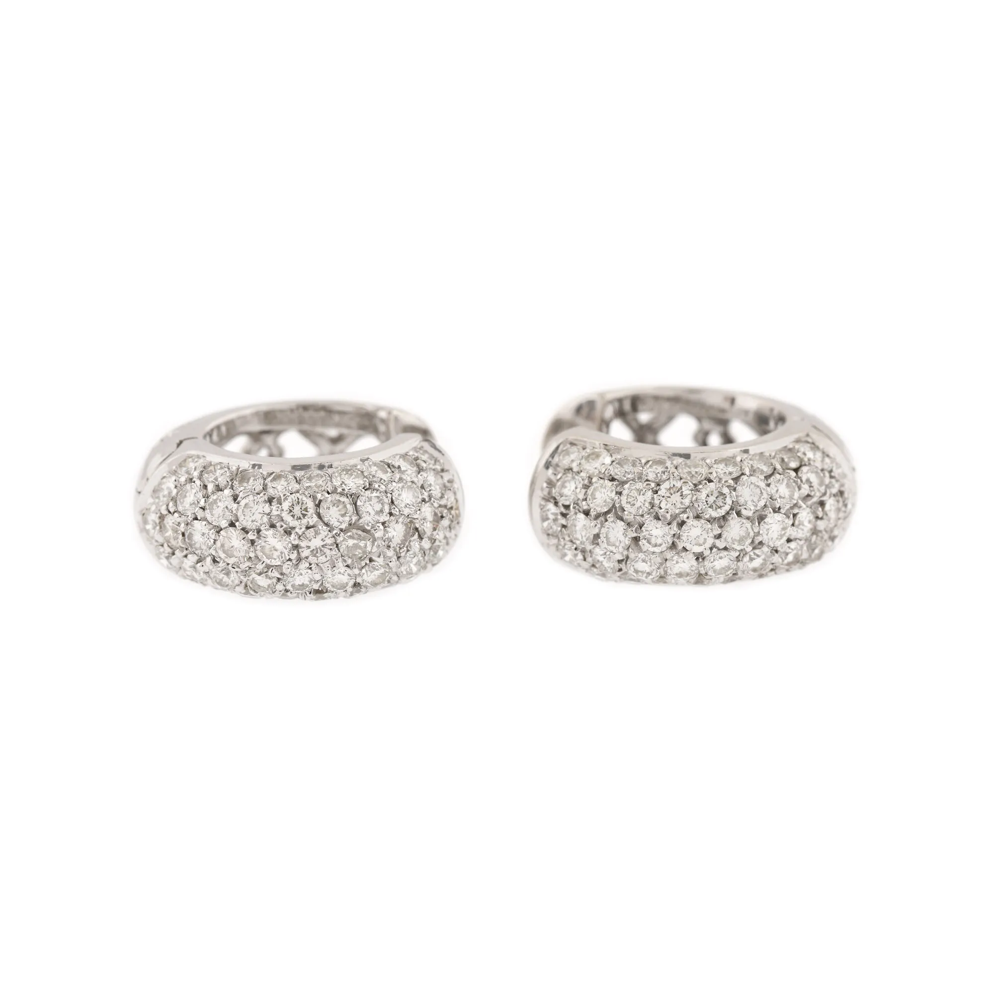 Pair of earrings, white gold, decorated with diamonds