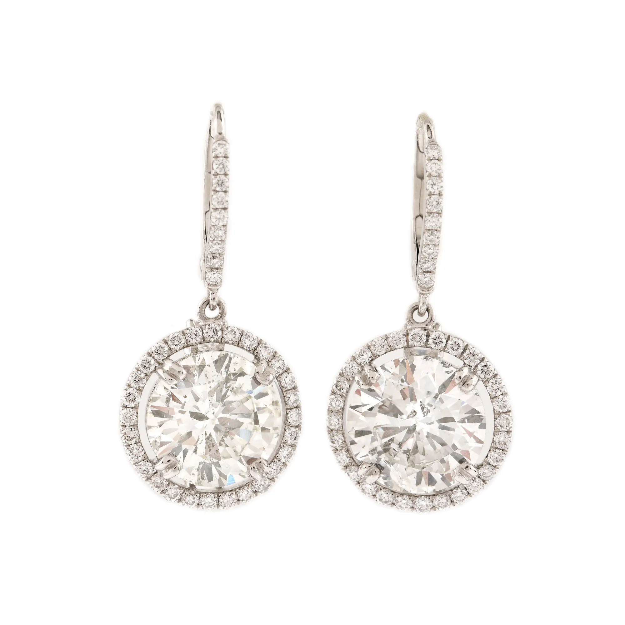 Pair of earrings, white gold, decorated with diamonds