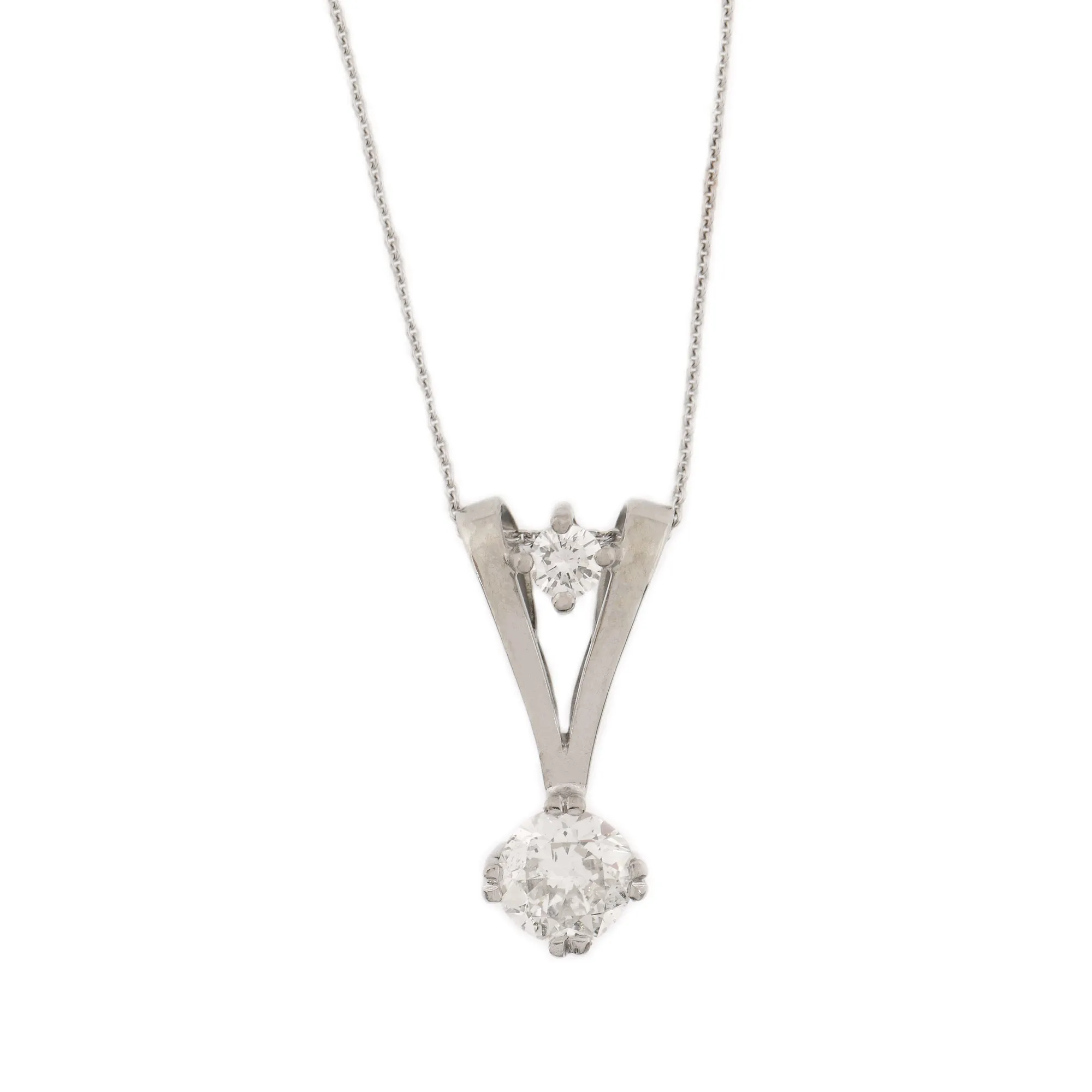 Pendant chain, white gold, decorated with two diamonds