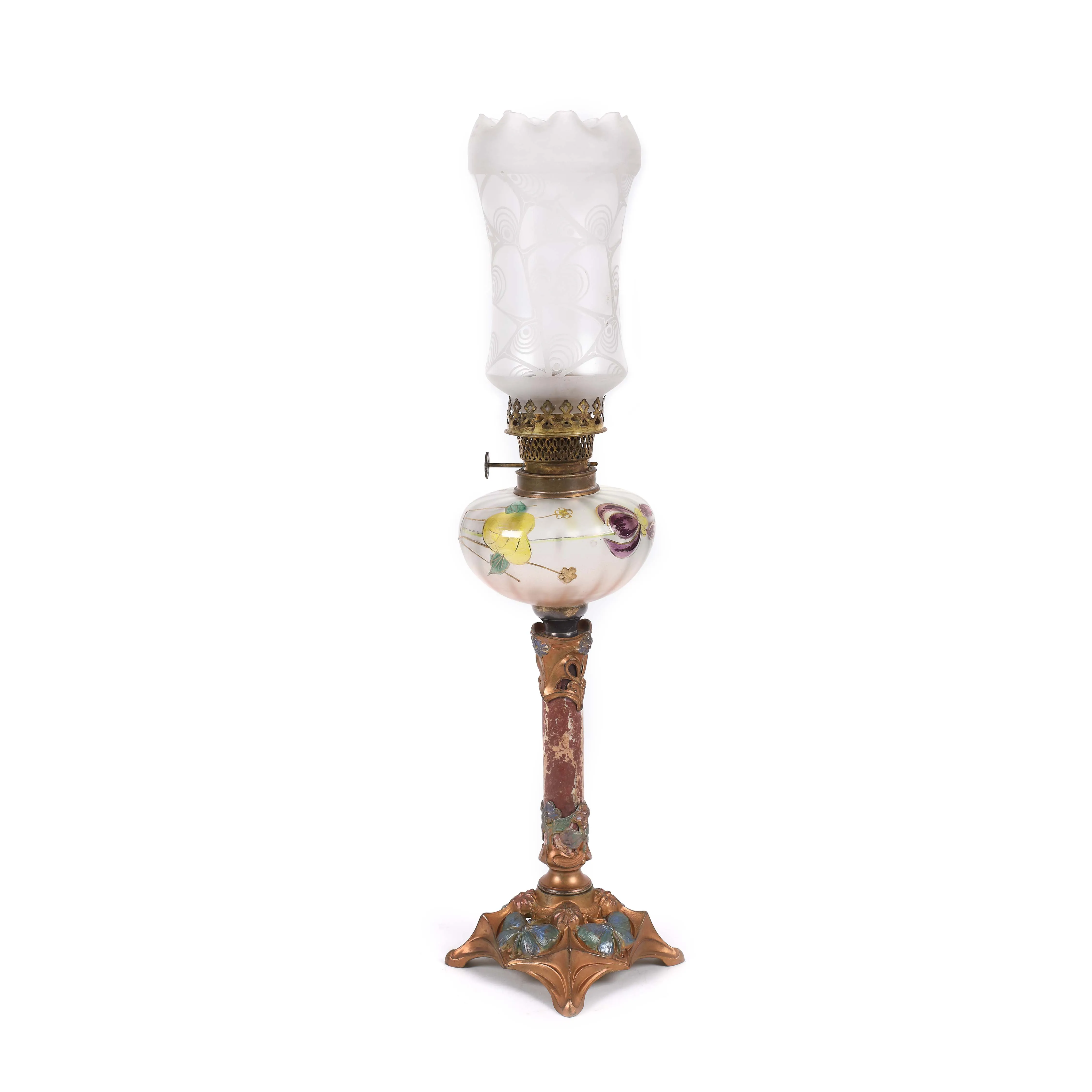 Lampă cu gaz Rudolph Ditmar, cu decor Jugendstil, cca. 1910-1917