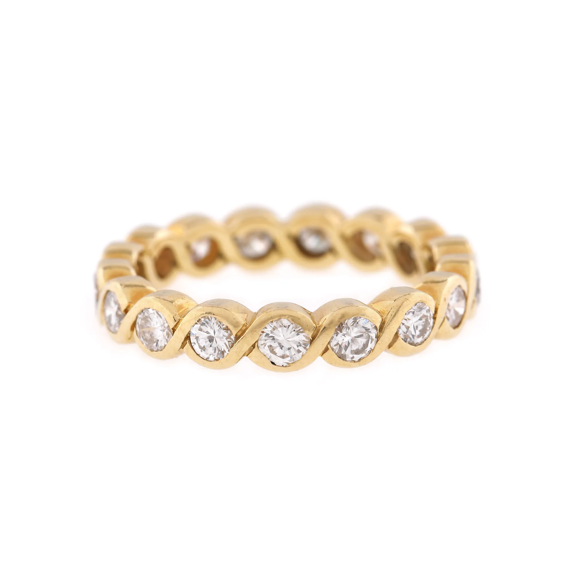 "Infinity" - gold ring, decorated with diamonds