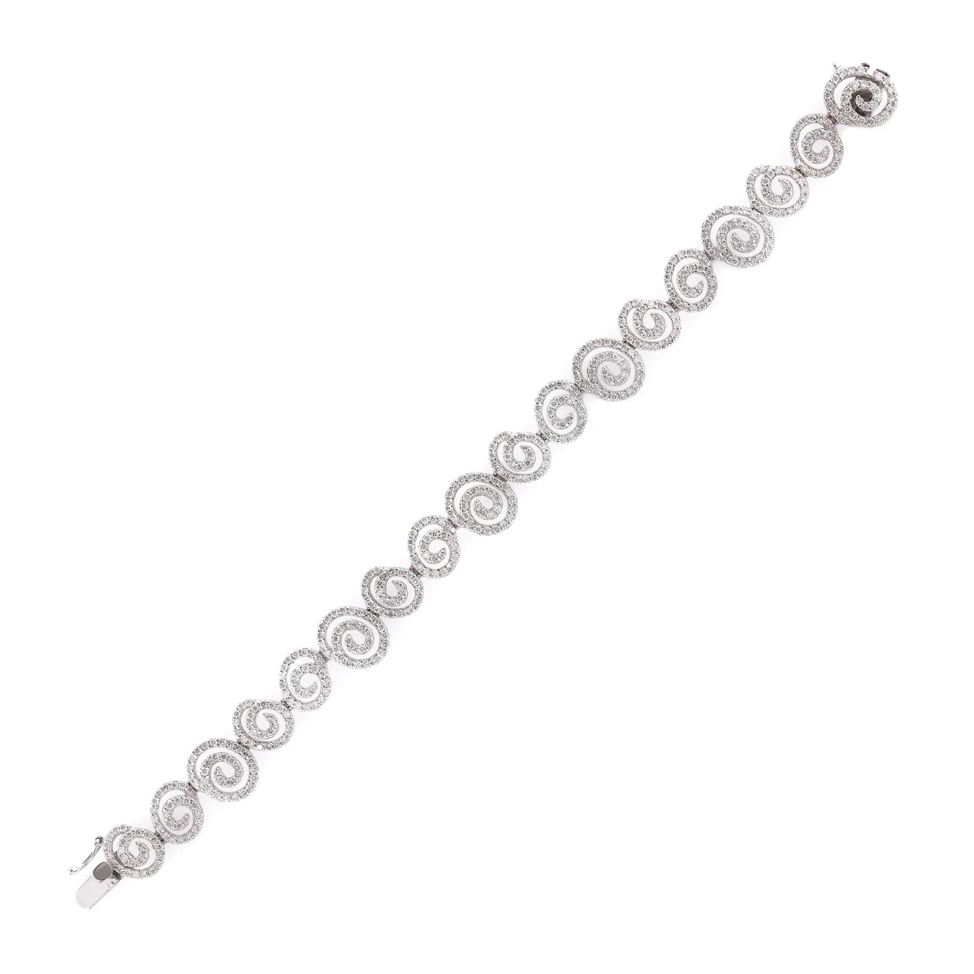 White gold bracelet, with spiral elements, trimmed with diamonds