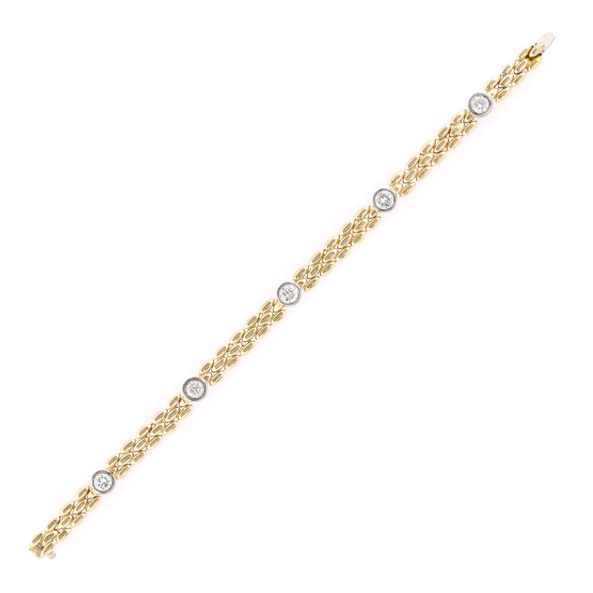 Retro bracelet, gold in two colours, adorned with brilliants