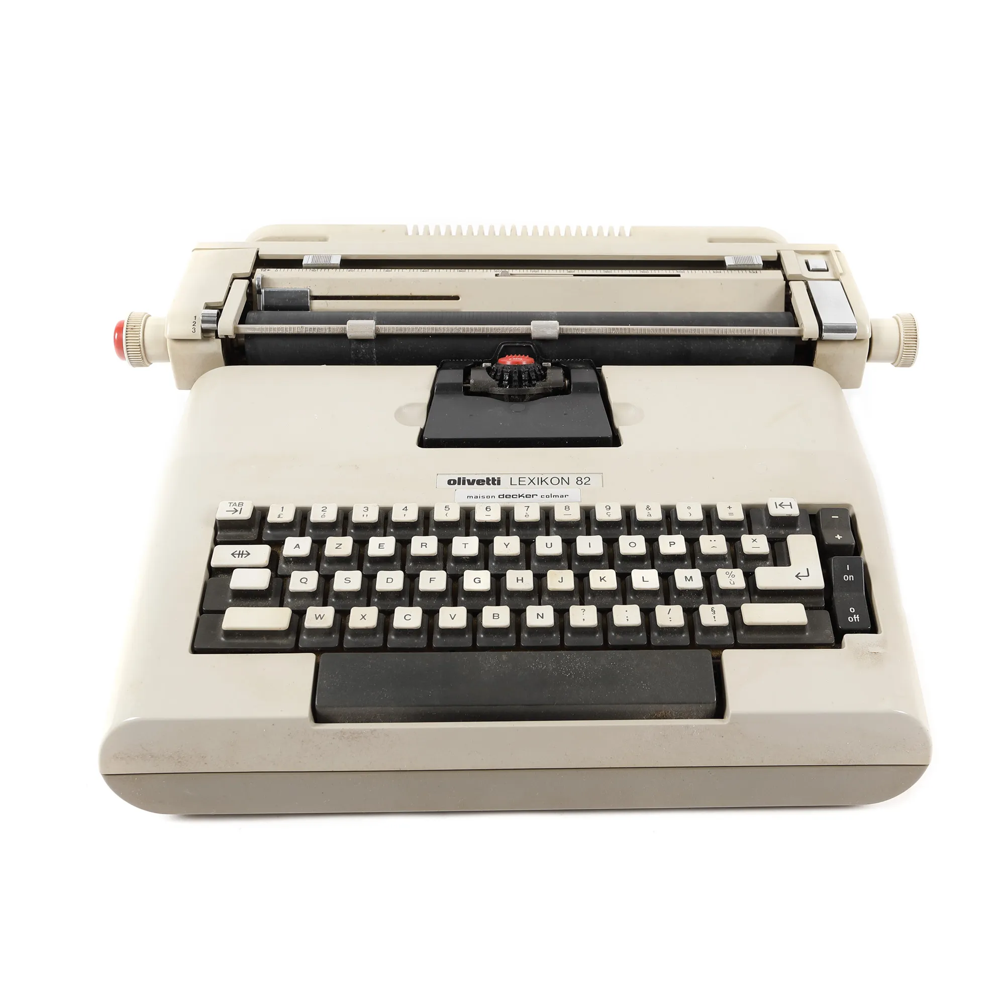 Mașină de scris Olivetti, model Lexikon 82, electrică, Italia, în cutia originală