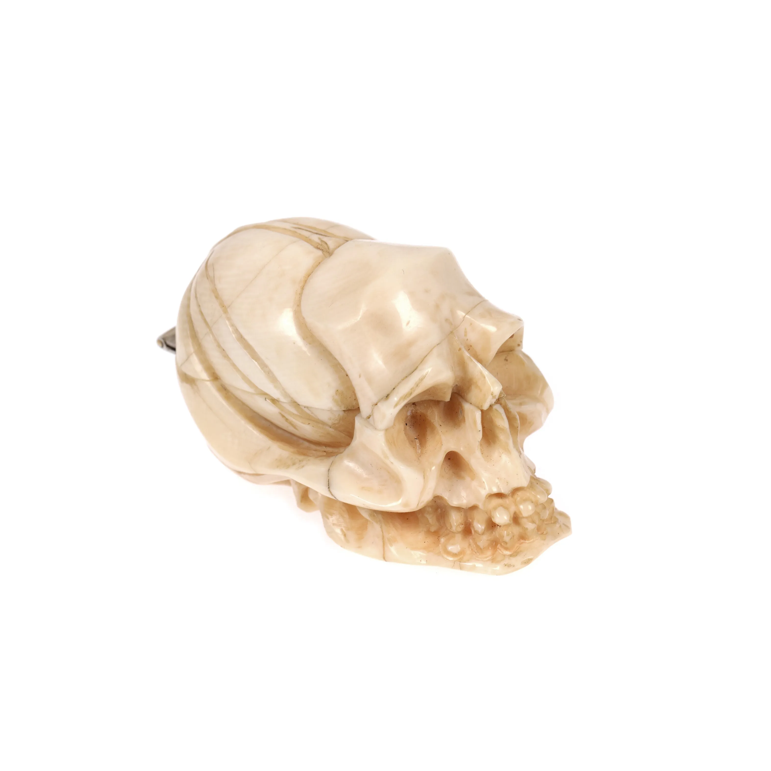 Memento Mori, ivory, containing an erotic scene inside, first half of the 20th century