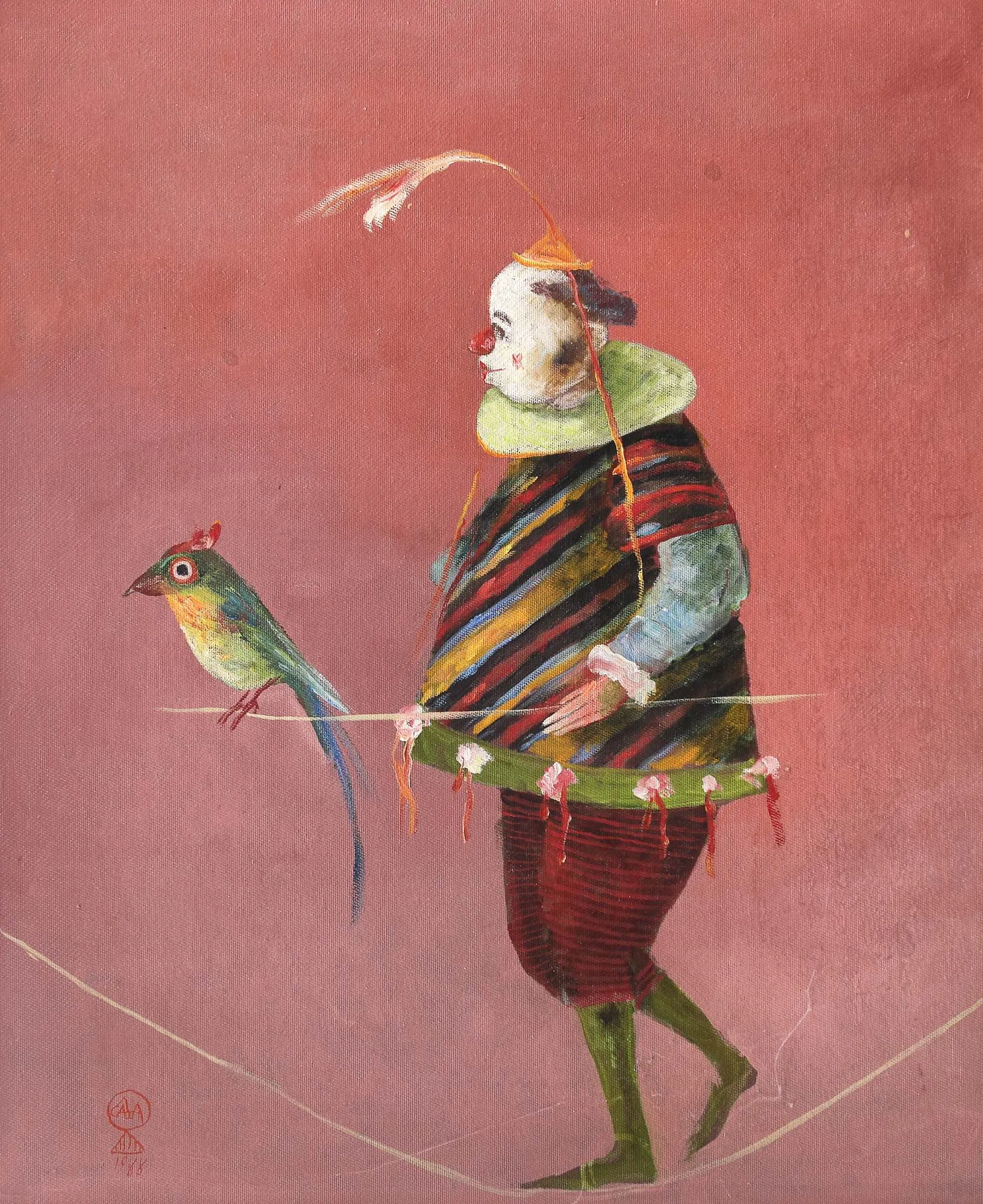Clown with Parrot